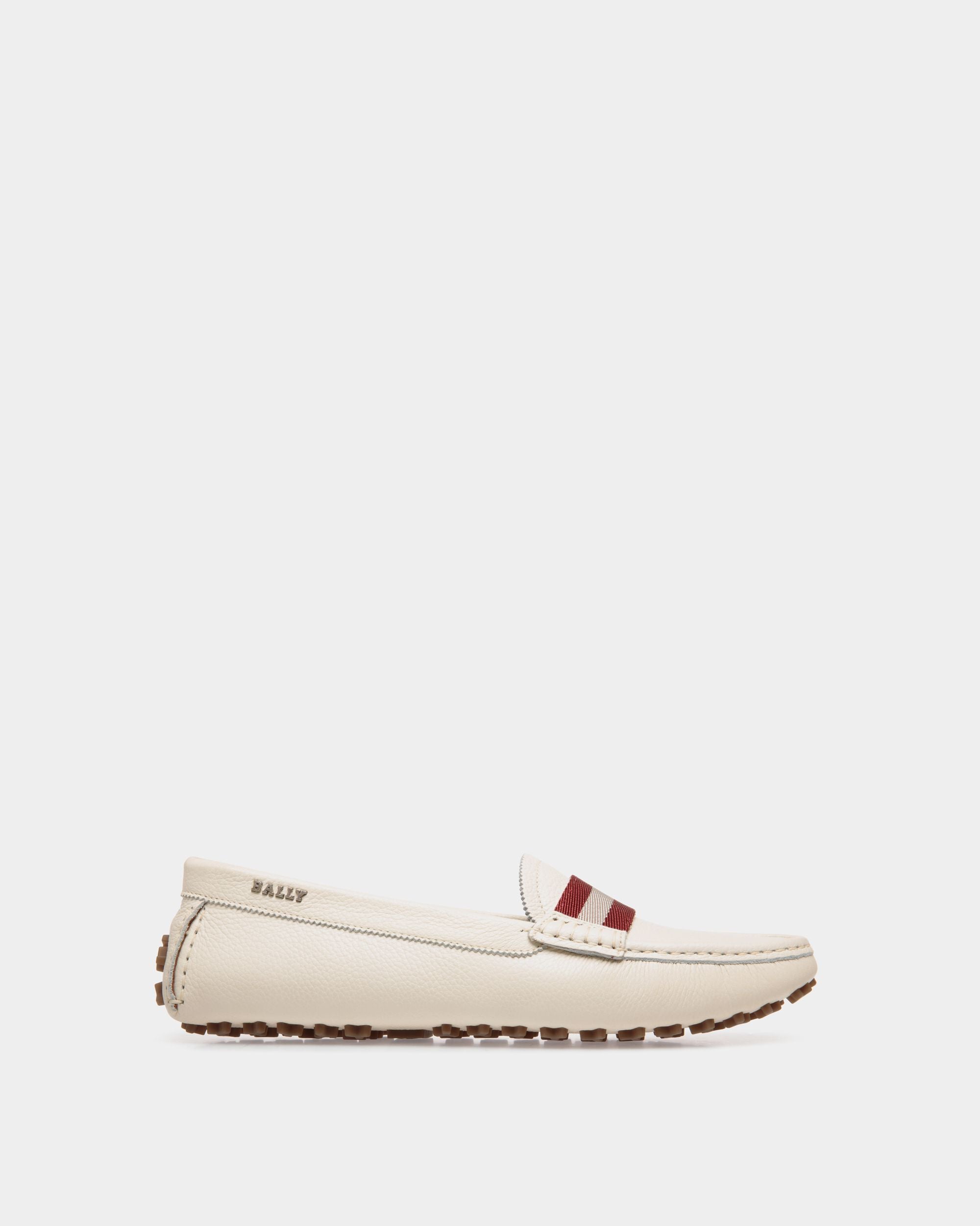 Ladyes Zapatos Driver De Piel Color Hueso - Femme - Bally - 01