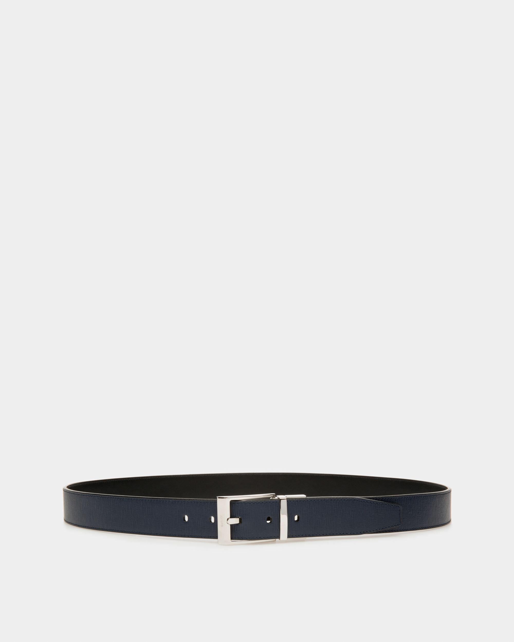 Shiff Leather 35mm Belt In Navy & Black - Homme - Bally - 01