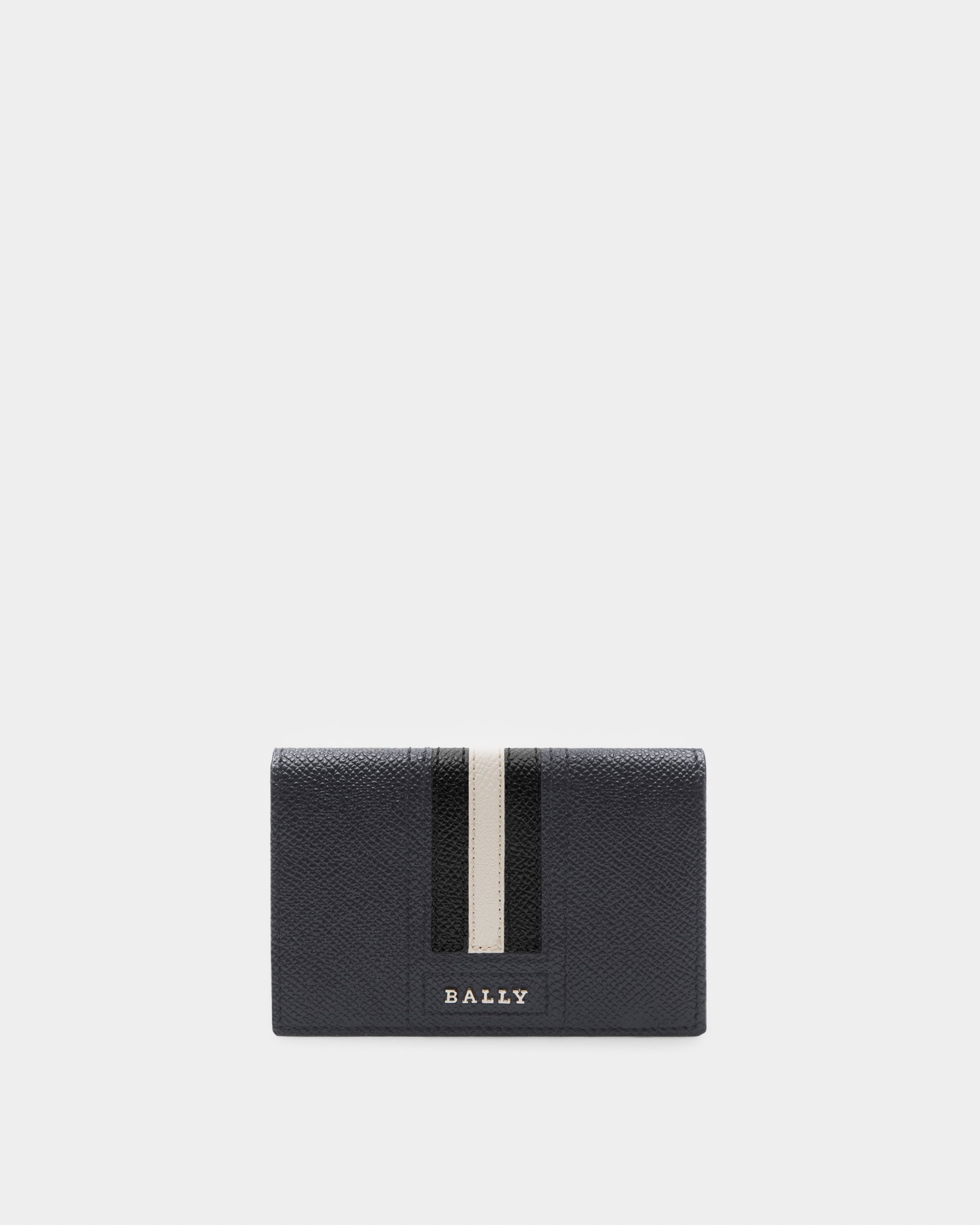 Tyke Leather Card Holder In Navy - Herren - Bally - 01
