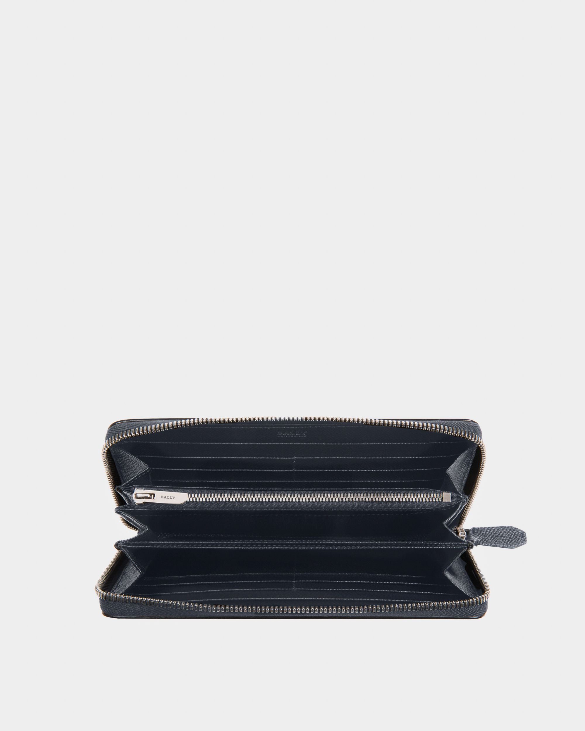 Portefeuille de voyage Lettering en cuir bleu - Homme - Bally - 03