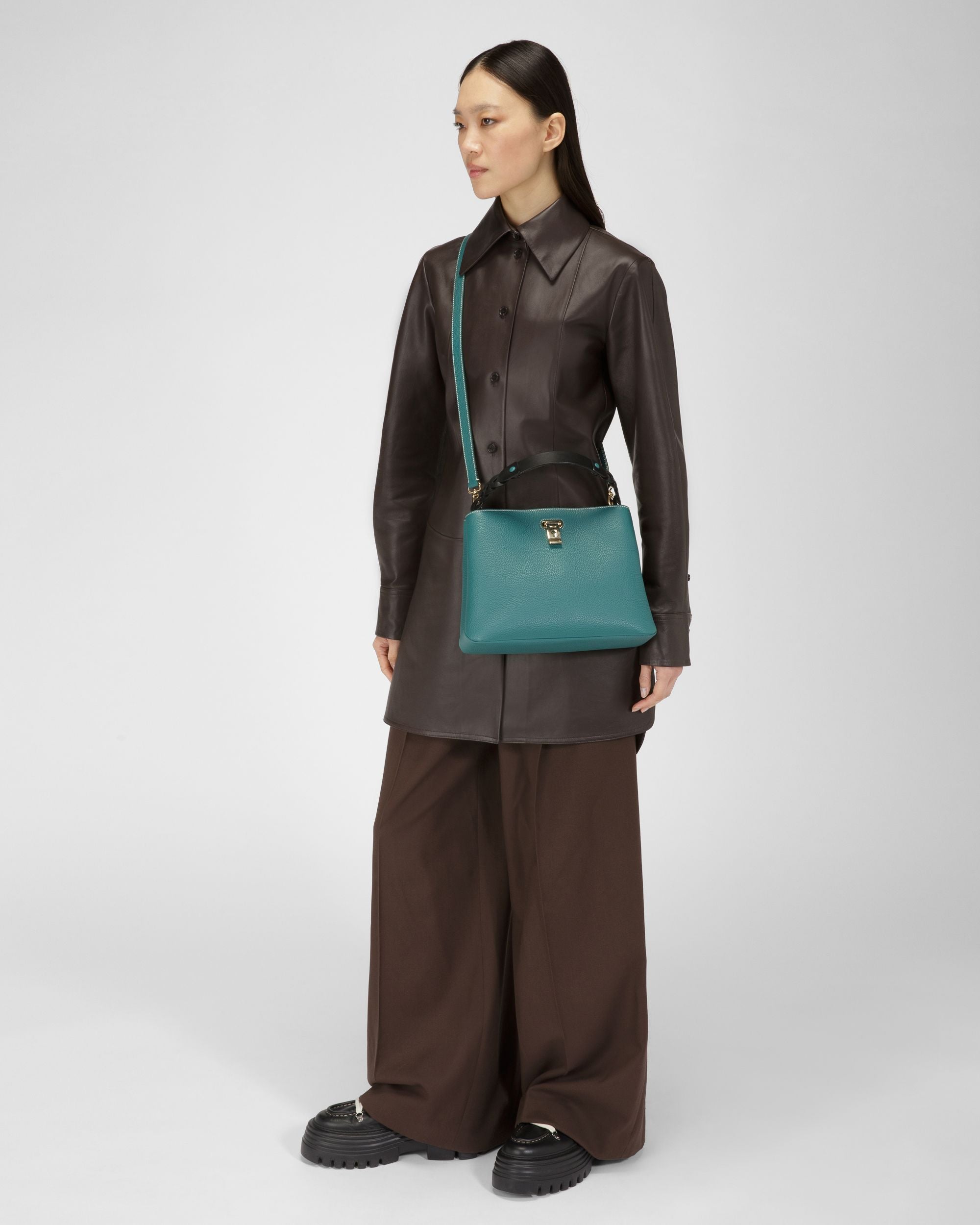 Lucyle Sac Porté Épaule En Cuir Vert Foncé - Femme - Bally - 06