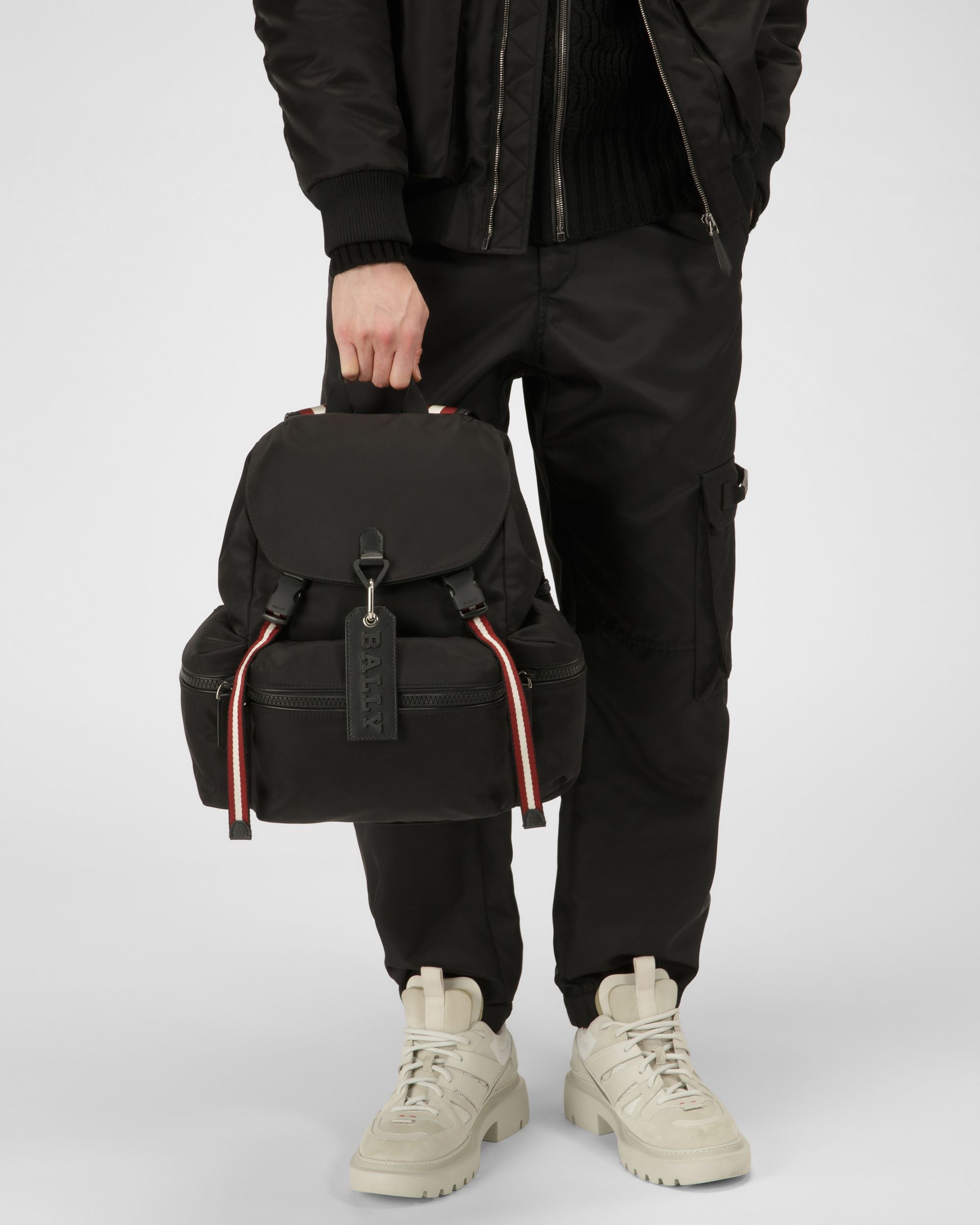 Crew Small Nylon Backpack In Black - Homme - Bally - 01