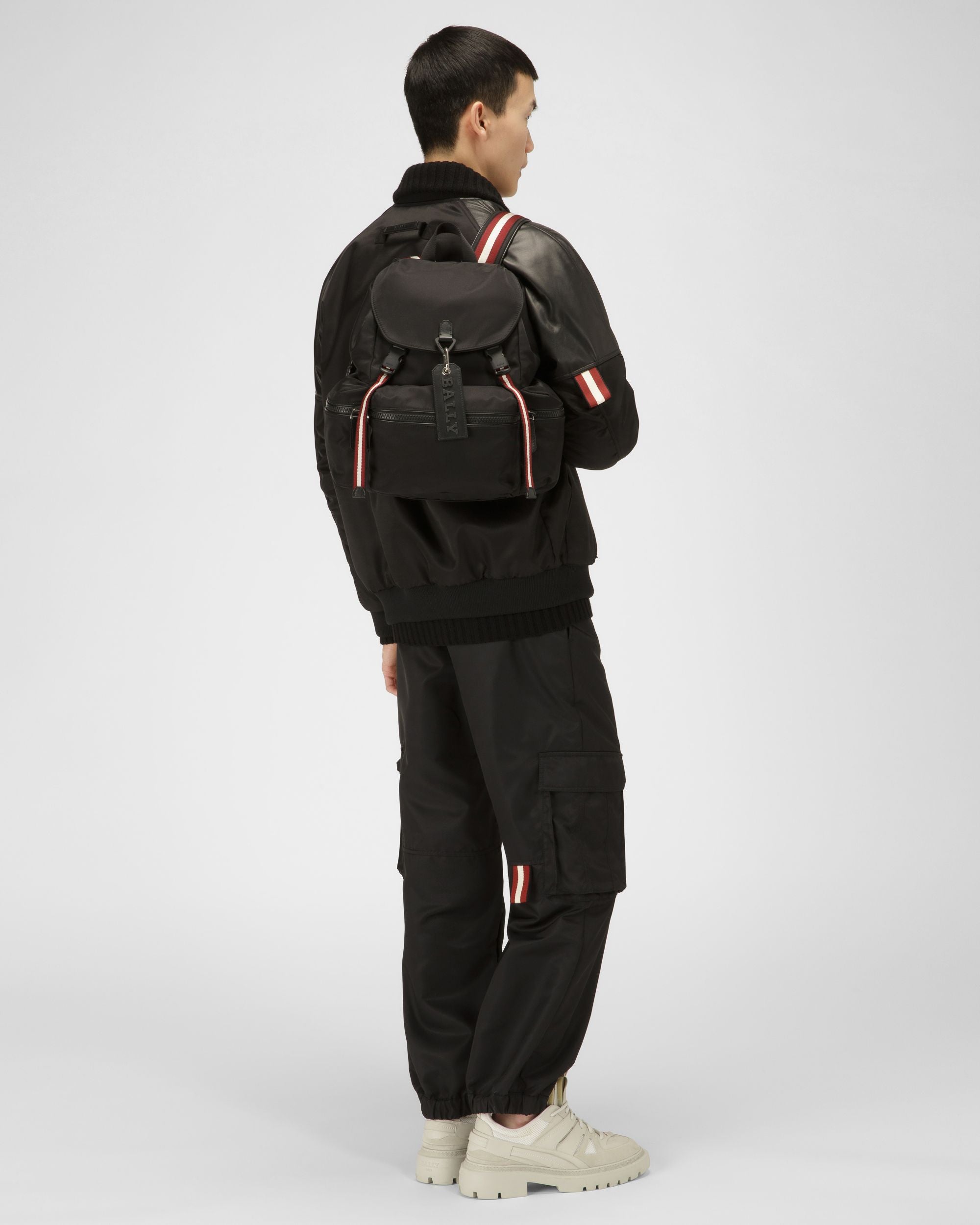 Crew Small Nylon Backpack In Black - Homme - Bally - 02