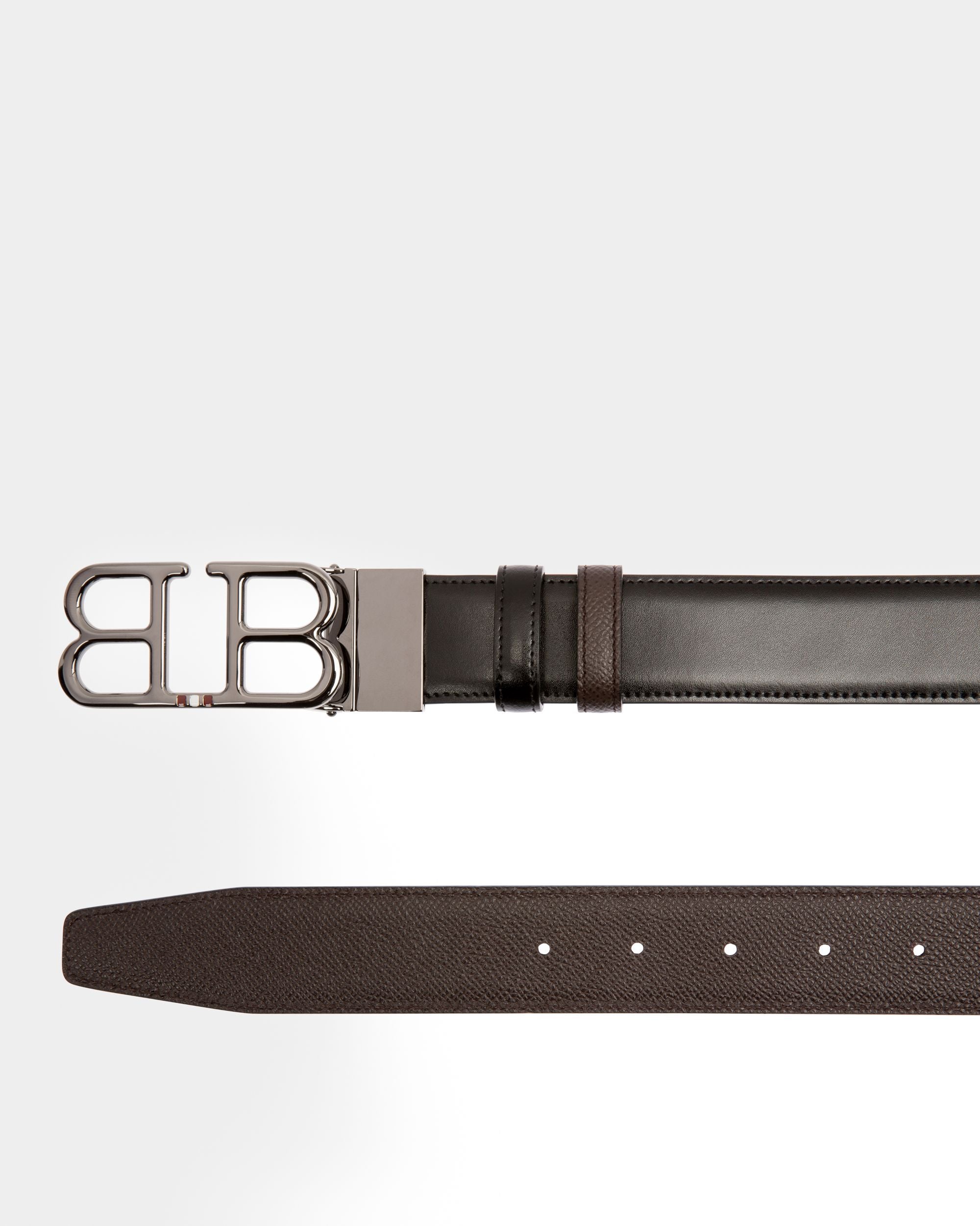 Britt Ceinture 35 Mm En Cuir Noir Et Marron - Homme - Bally - 02