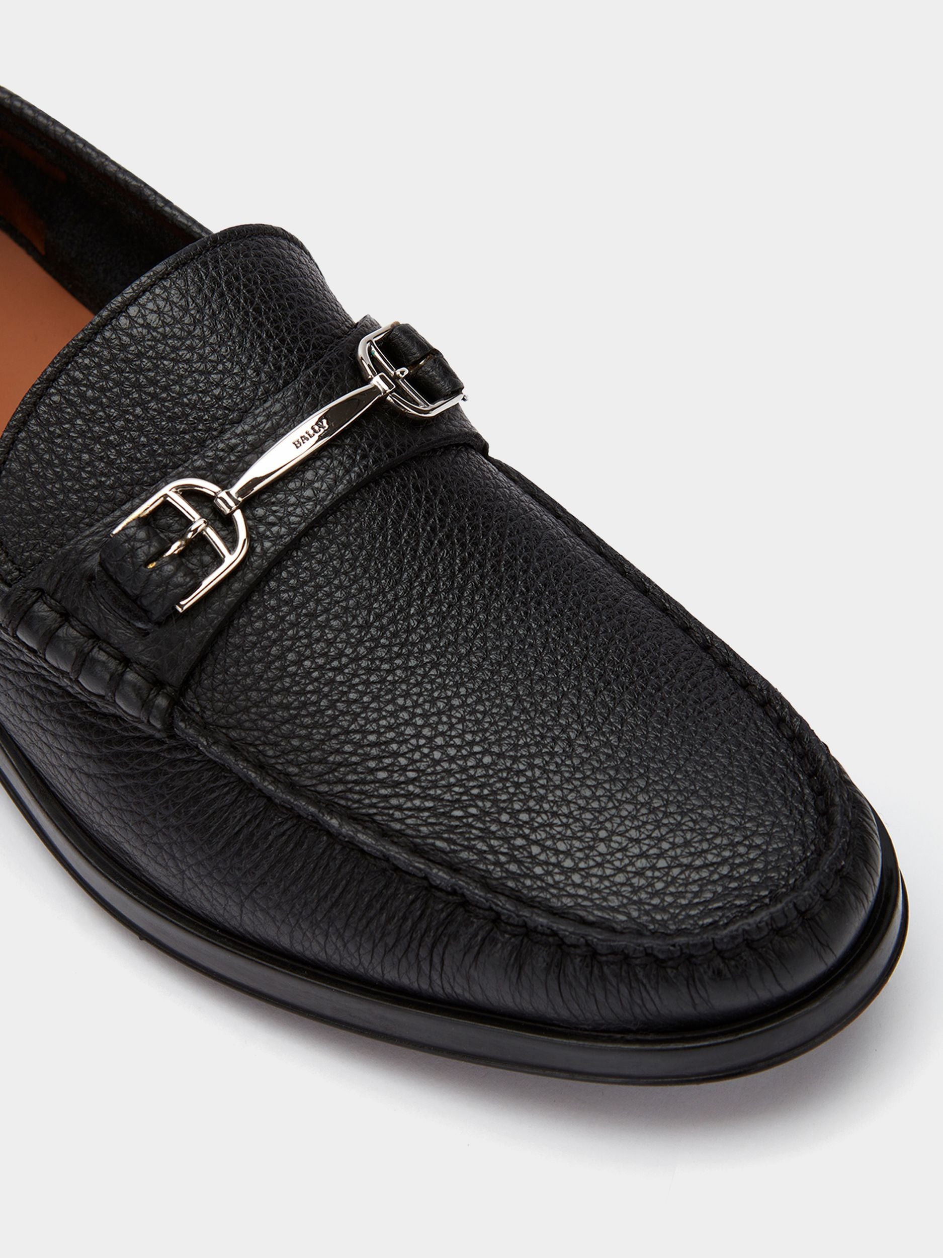Men's Black Leather Loafers - Herren - Bally - 05