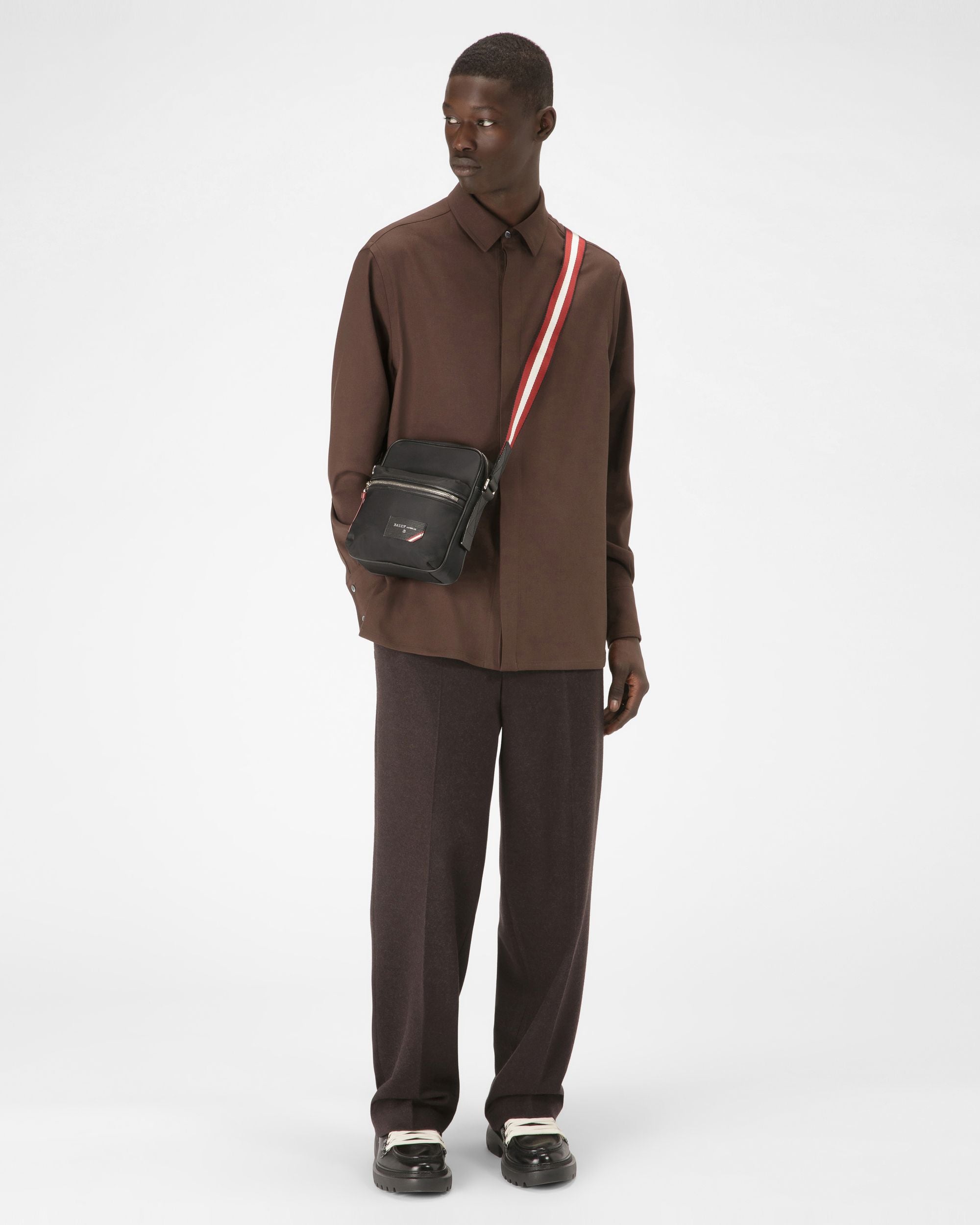 Explore Crossbody Bag In Black Leather And Nylon - Homme - Bally - 02
