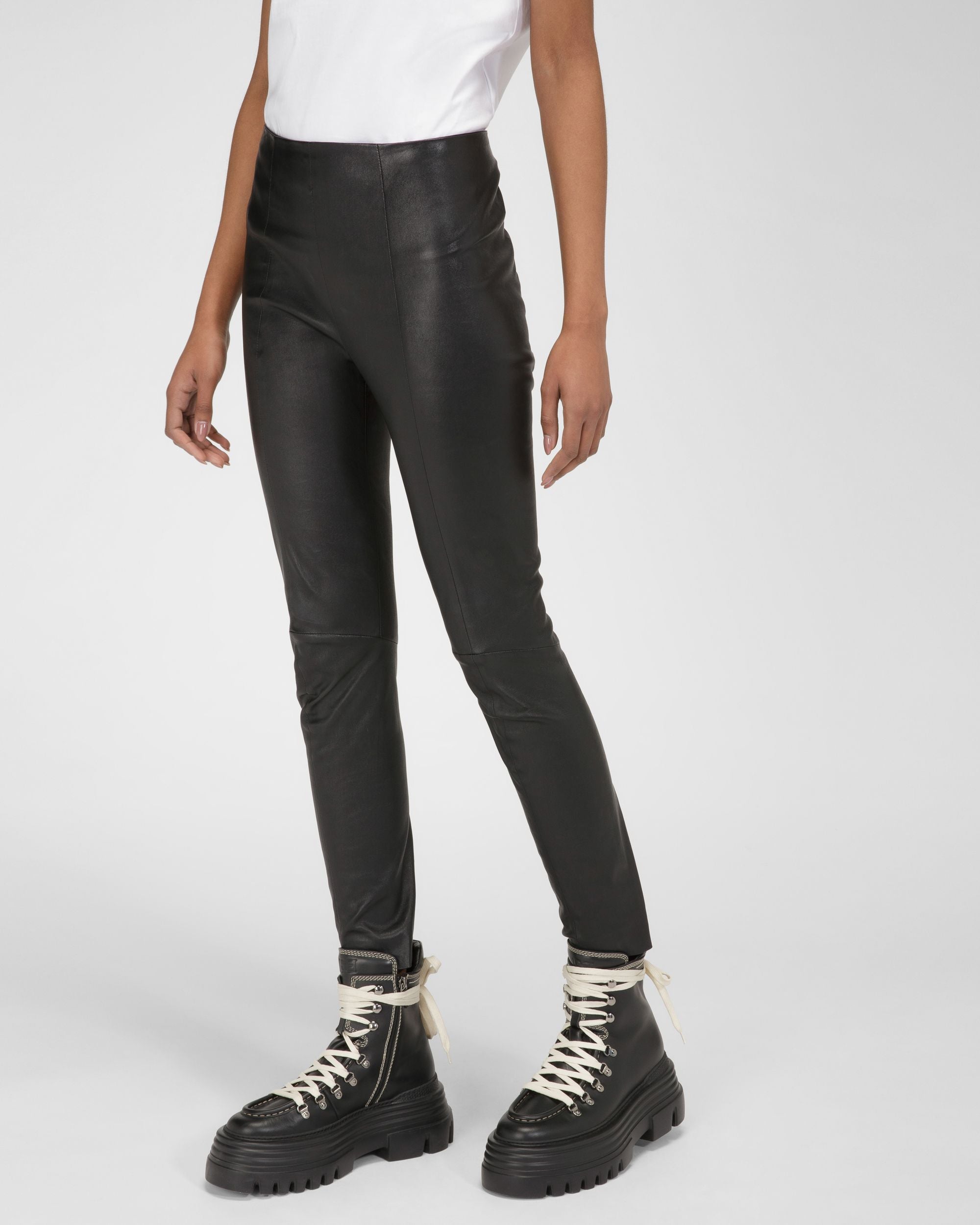 Legging En Cuir Nappa Noir - Femme - Bally - 01