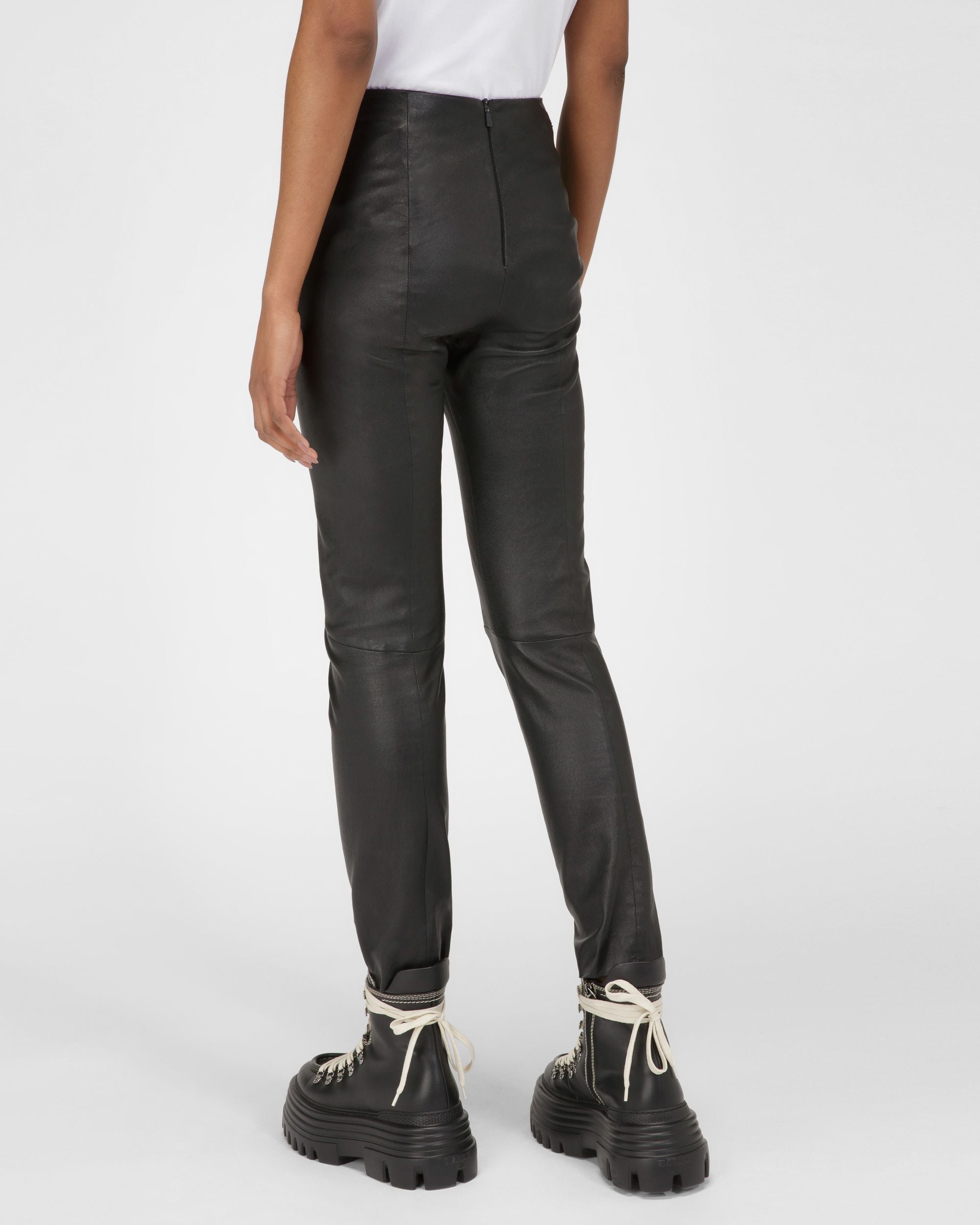 Legging En Cuir Nappa Noir - Femme - Bally - 03