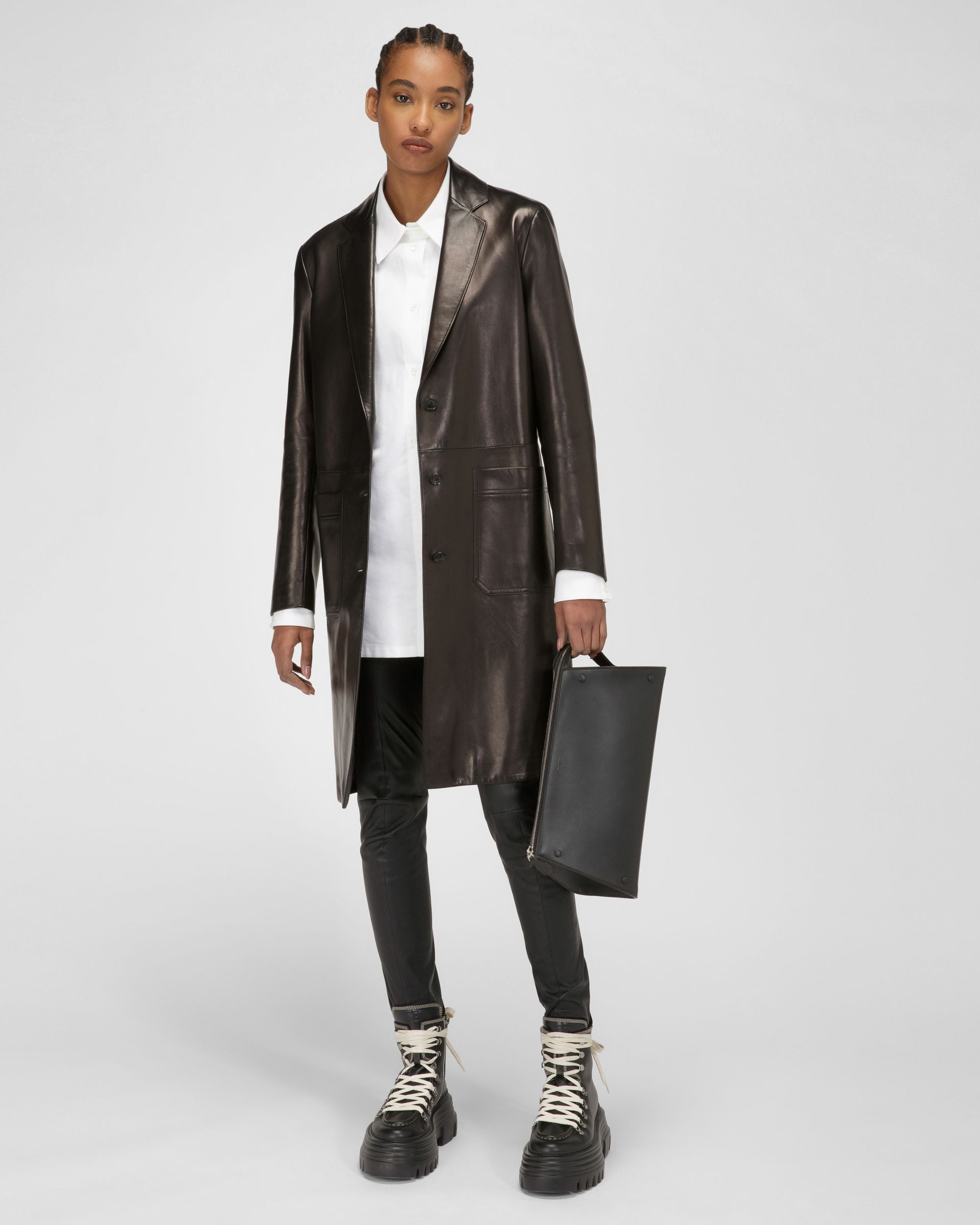 Legging En Cuir Nappa Noir - Femme - Bally - 04