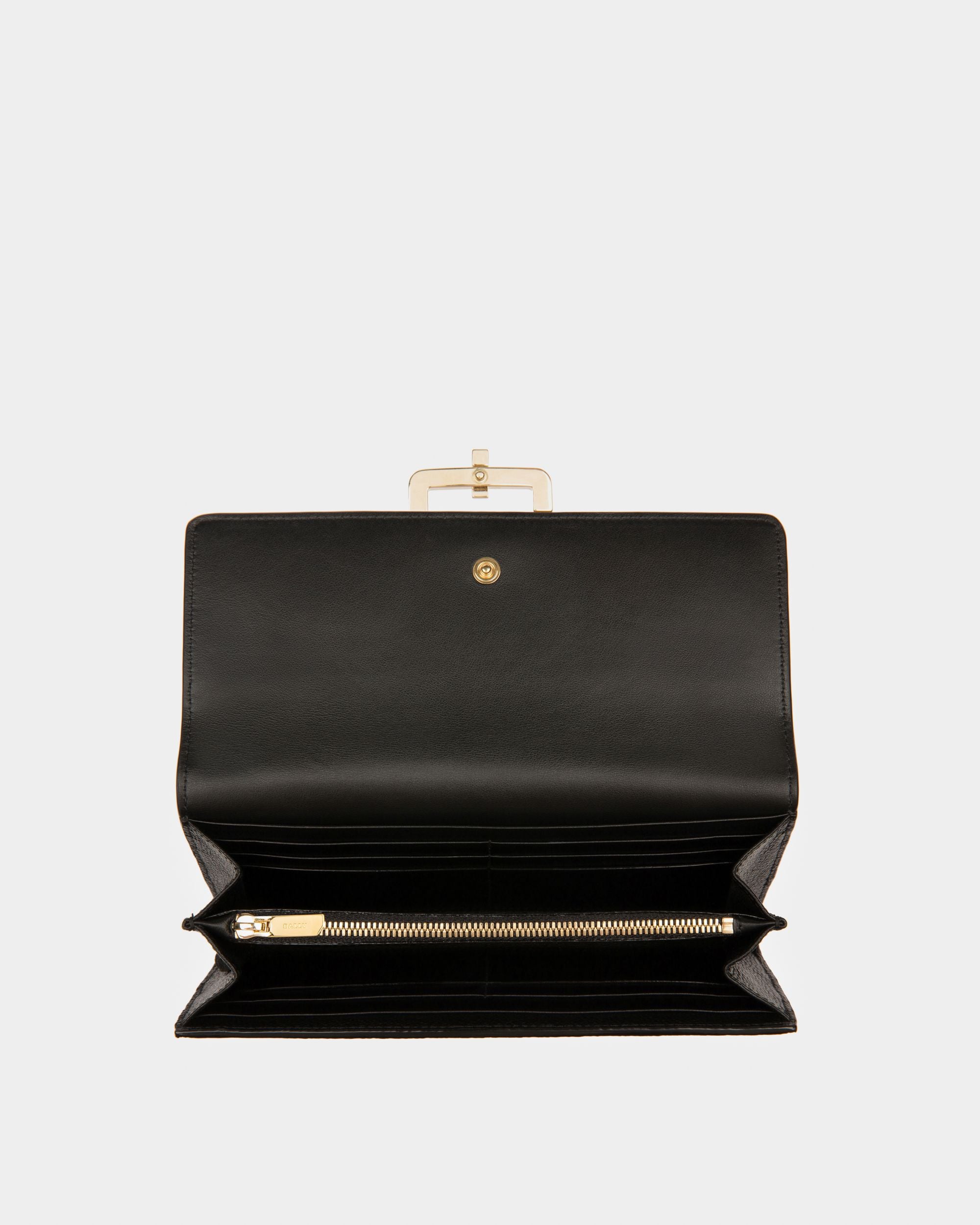 Jinney Portefeuille Continental En Cuir Noir - Femme - Bally - 03