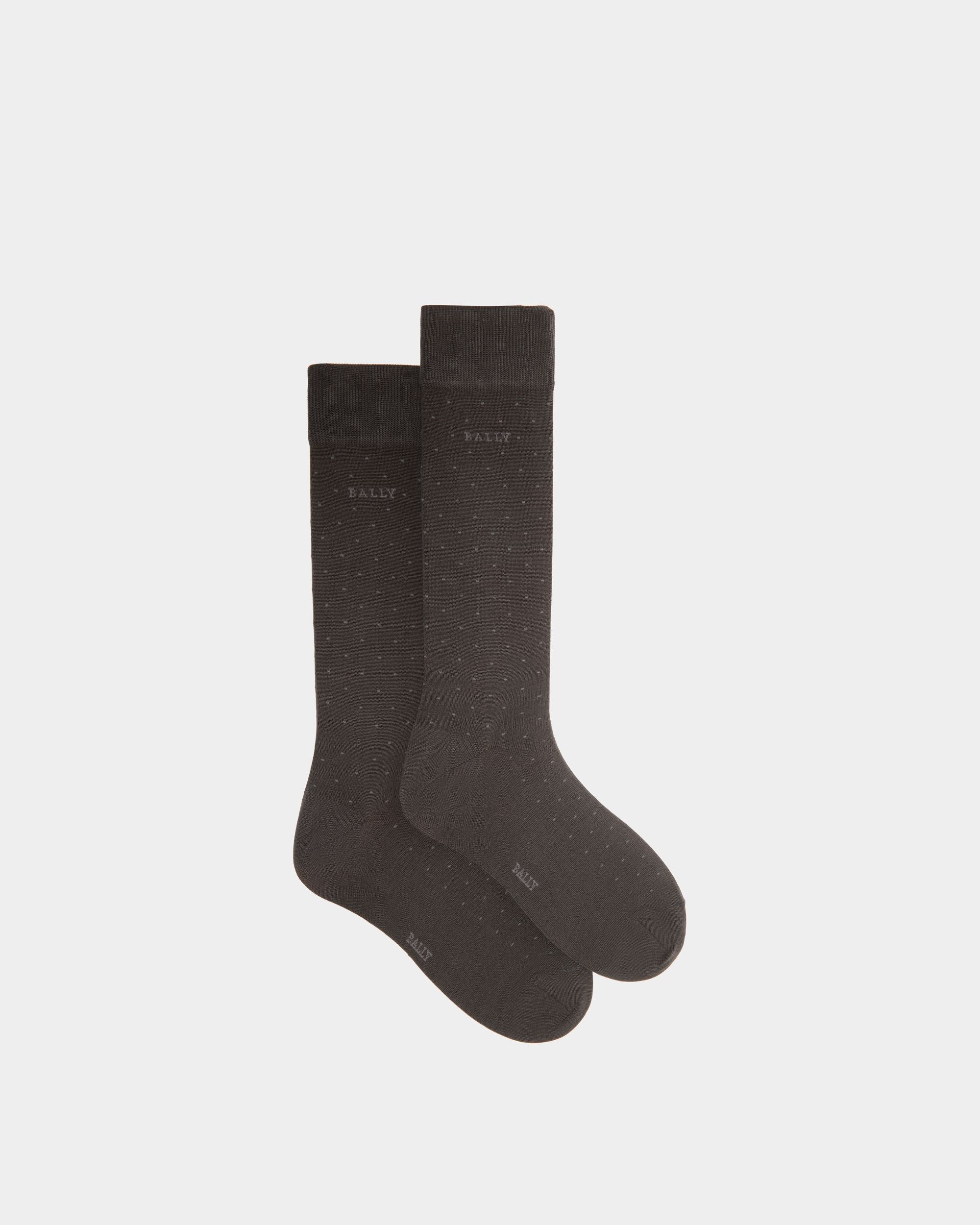 Chaussettes En Coton Mélangé Gris Avec Motif À Pois - Homme - Bally - 01