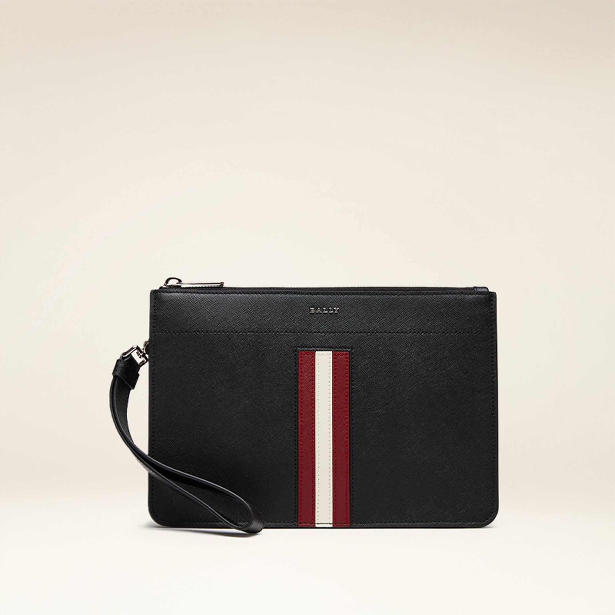 Men's Black Leather Casual Clutch - Hombre - Bally - 01