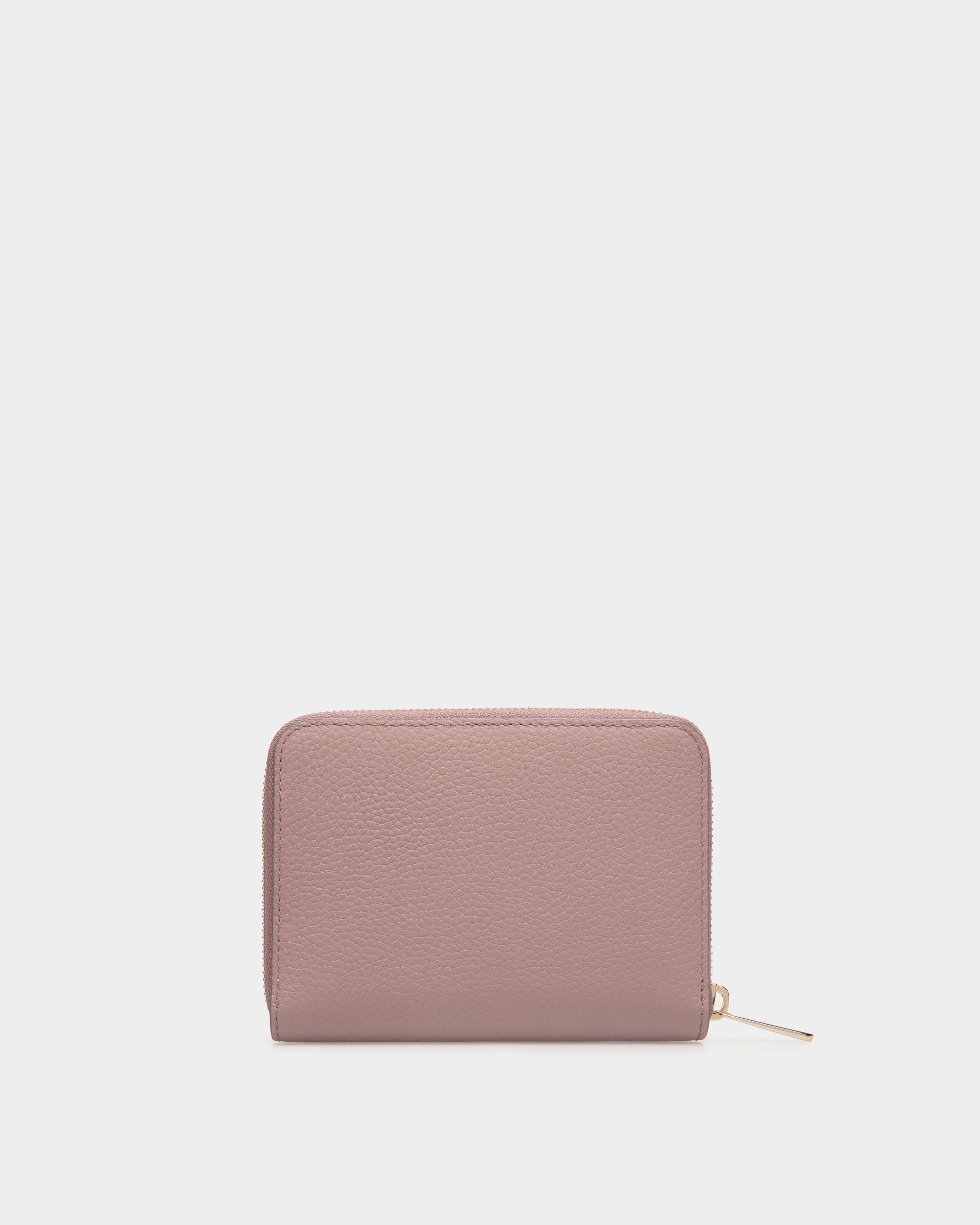 Zip-Around Wallet in Pink Grained Leather - Women's - Bally - 02