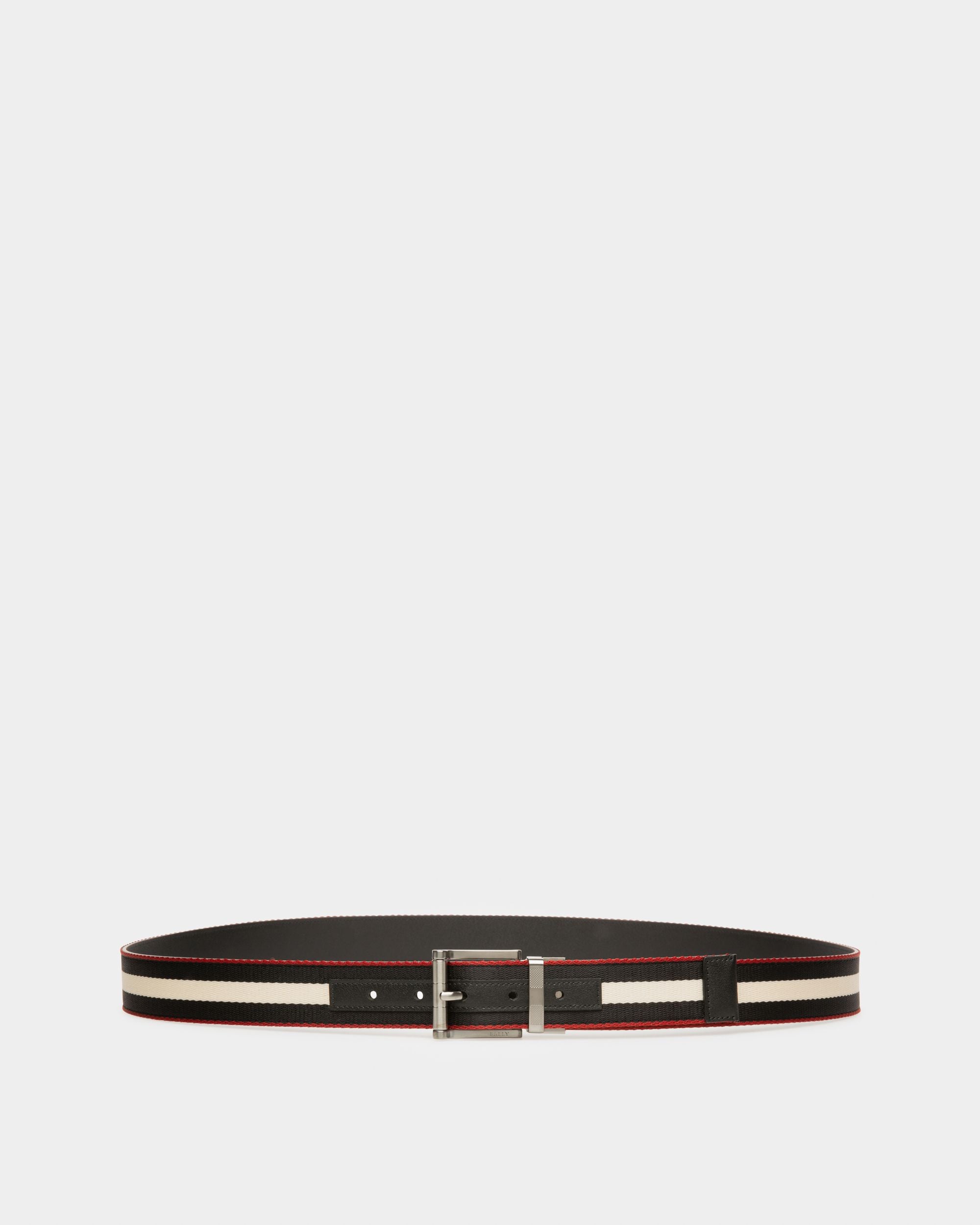 Taylan Ceinture De 35 Mm En Cuir Et Tissu Noir - Homme - Bally - 01