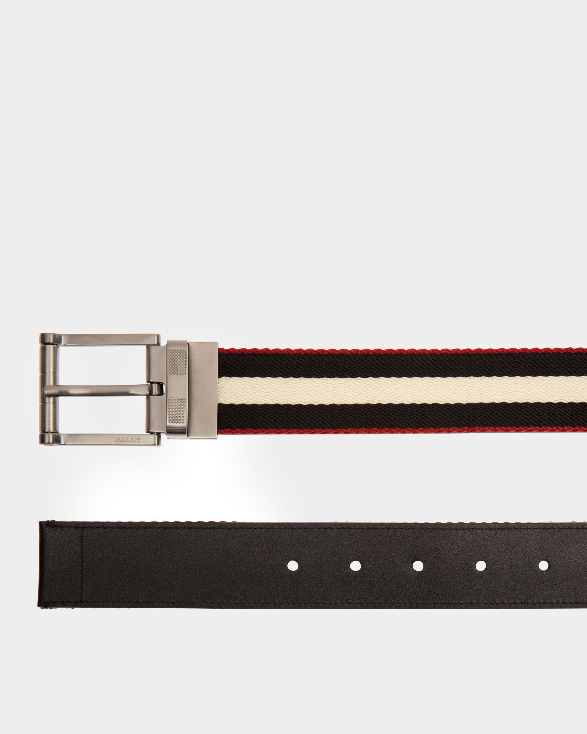 Taylan Ceinture De 35 Mm En Cuir Et Tissu Noir - Homme - Bally - 02
