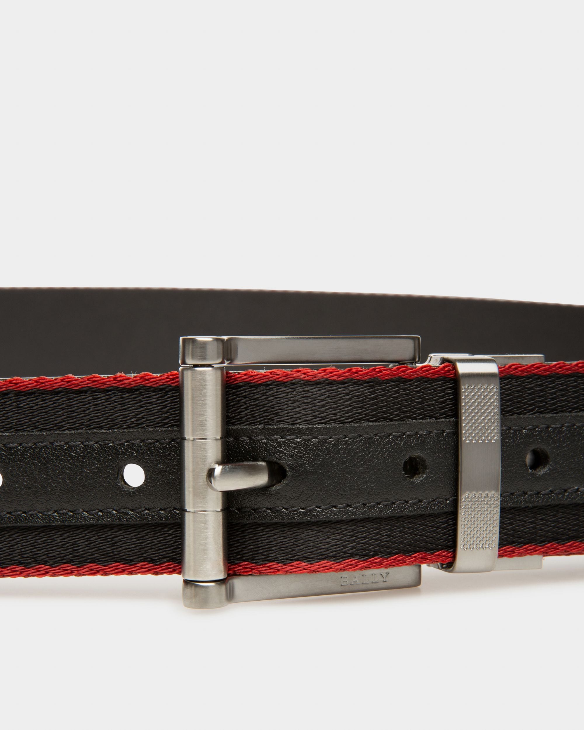 Taylan Ceinture De 35 Mm En Cuir Et Tissu Noir - Homme - Bally - 03