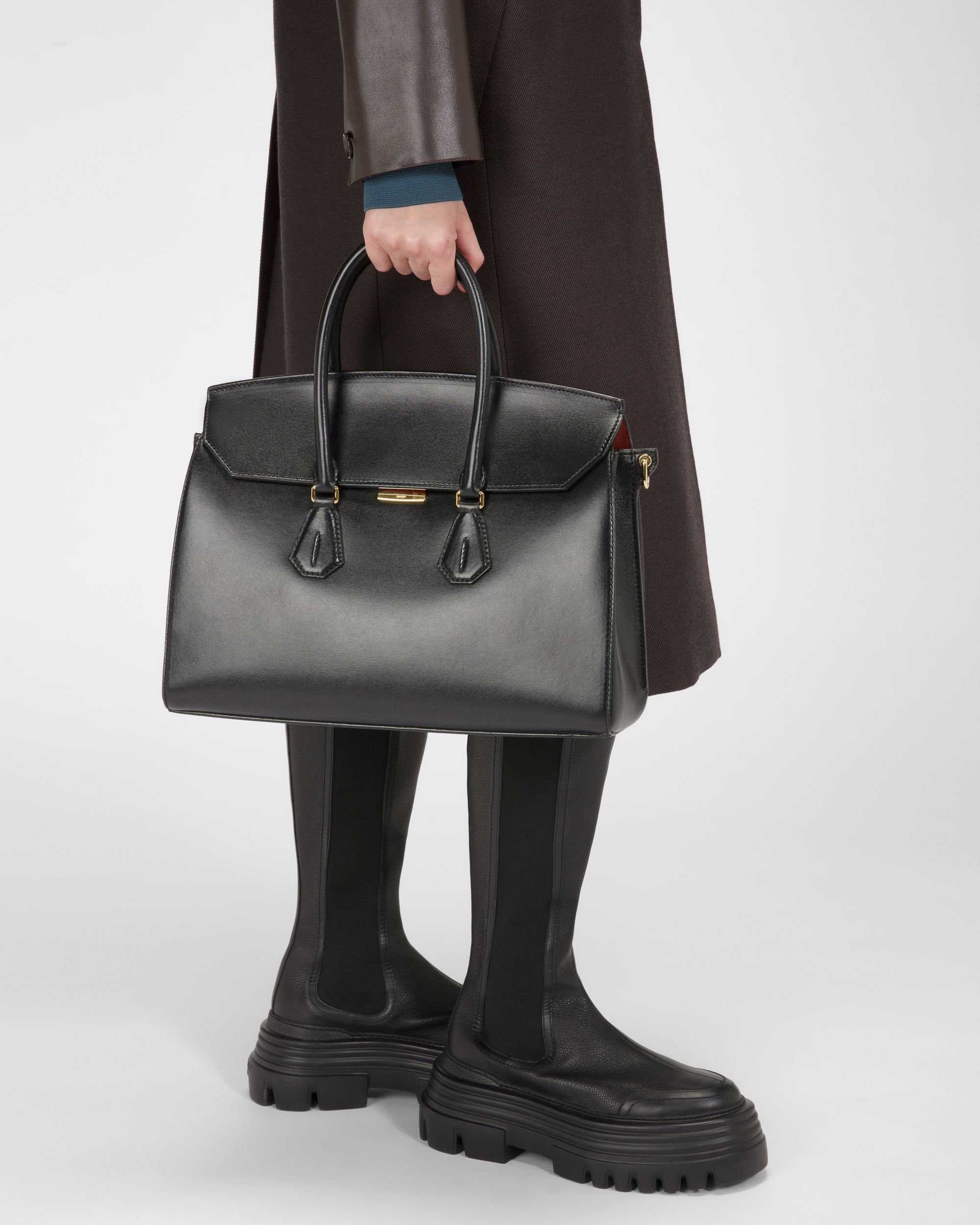 Saphyr Henkeltasche Aus Schwarzem Leder - Damen - Bally - 01