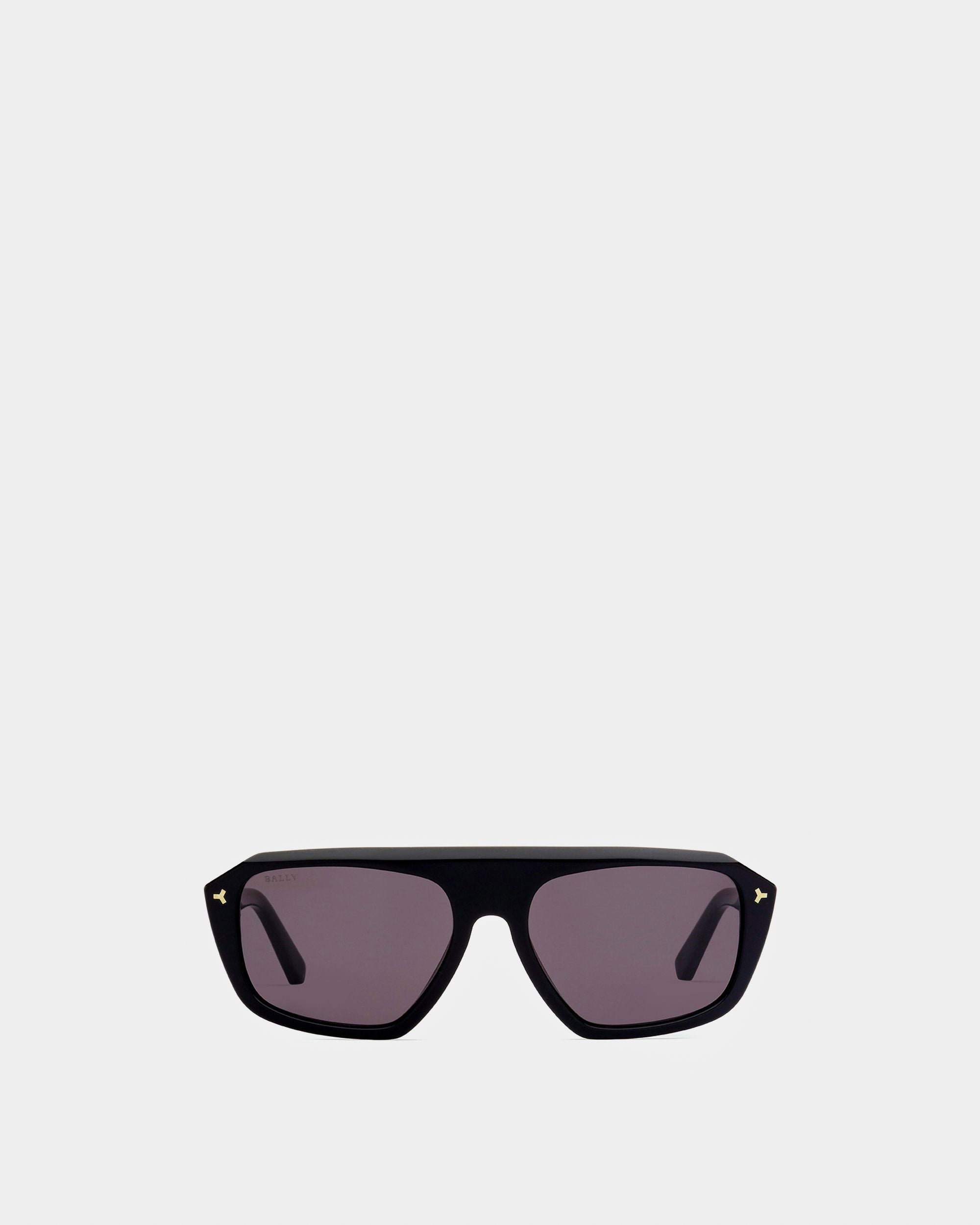 Roy Acetate Sunglasses In Black & Smoke Lens - Homme - Bally - 01