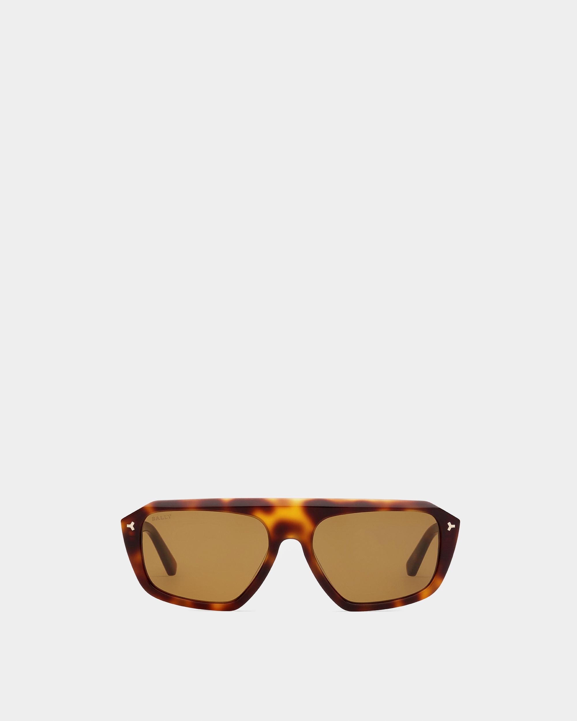 Roy Acetate Sunglasses In Tortoise Shell & Brown Lens - Herren - Bally - 01
