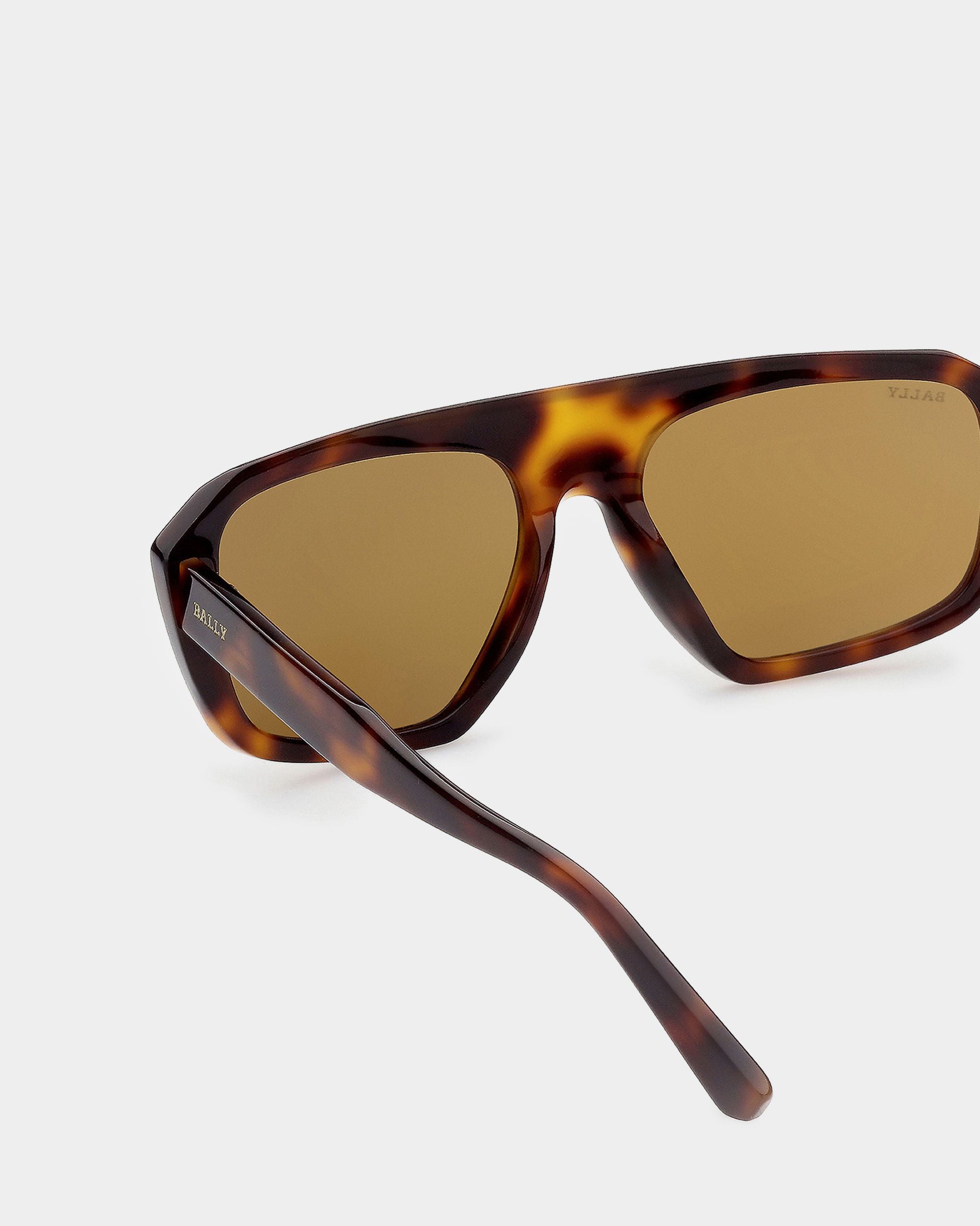 Roy Acetate Sunglasses In Tortoise Shell & Brown Lens - Herren - Bally - 02