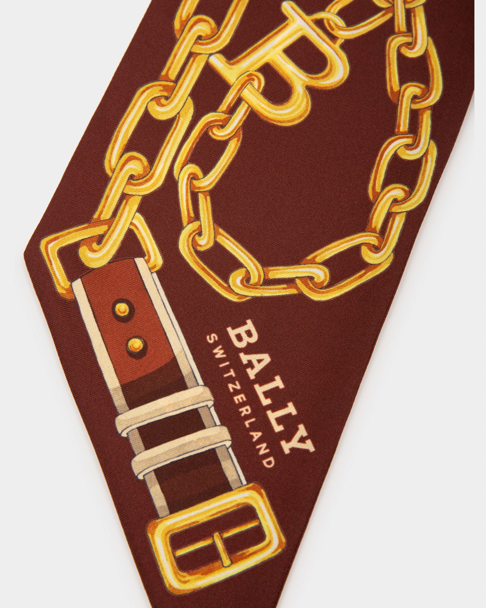 Écharpe Bandeau B-Chain En Soie Rouge Héritage - Femme - Bally - 02