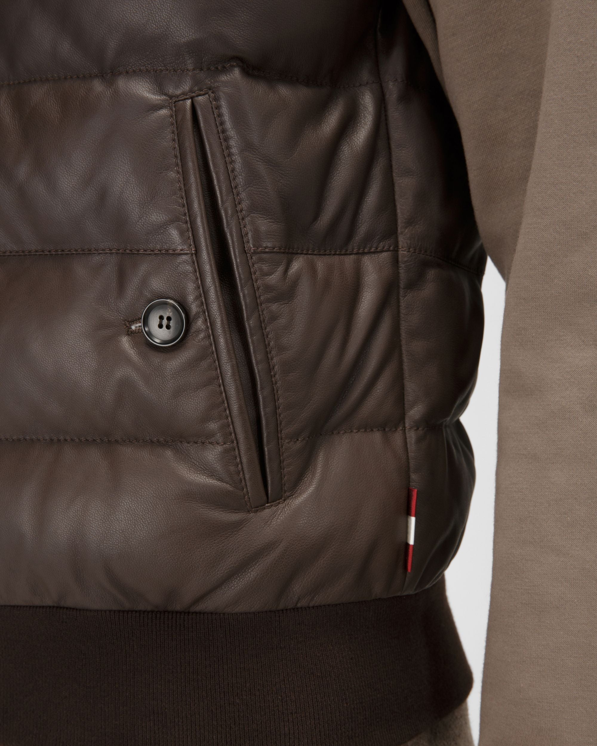 Leather Blouson Jacket In Ebony Brown - Men's - Bally - 05