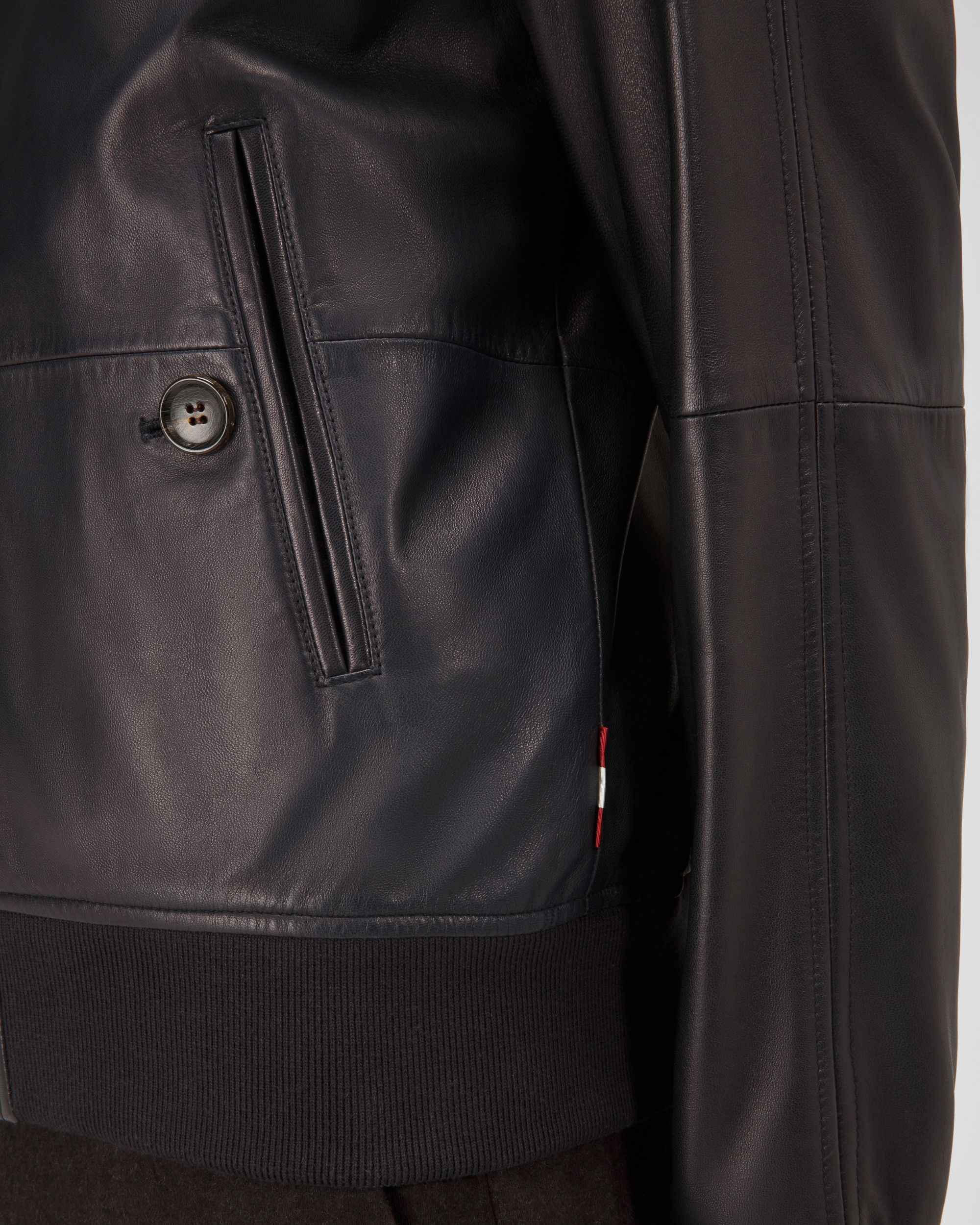 Vêtement D'Extérieur En Cuir Bleu Marine - Homme - Bally - 02