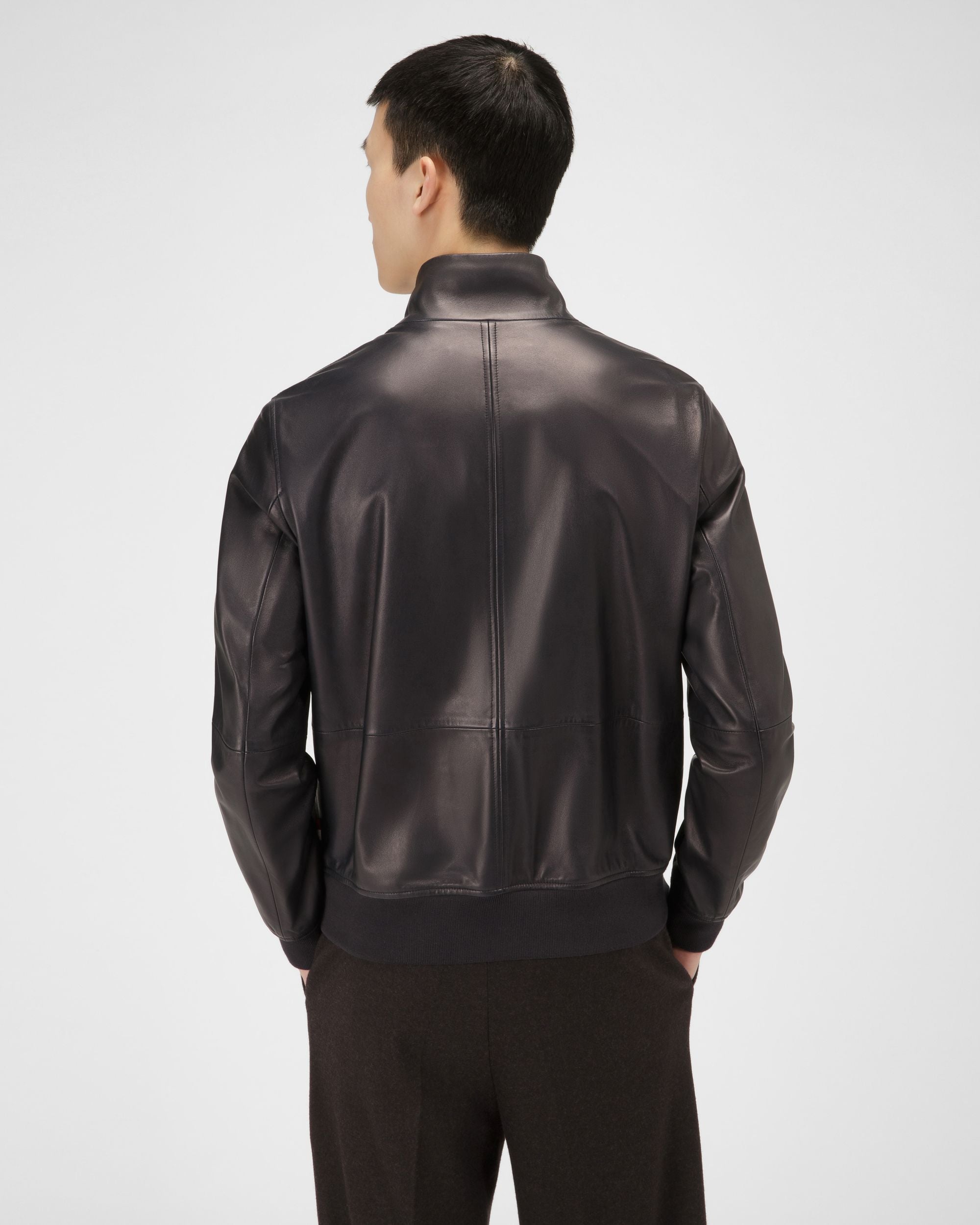 Vêtement D'Extérieur En Cuir Bleu Marine - Homme - Bally - 03