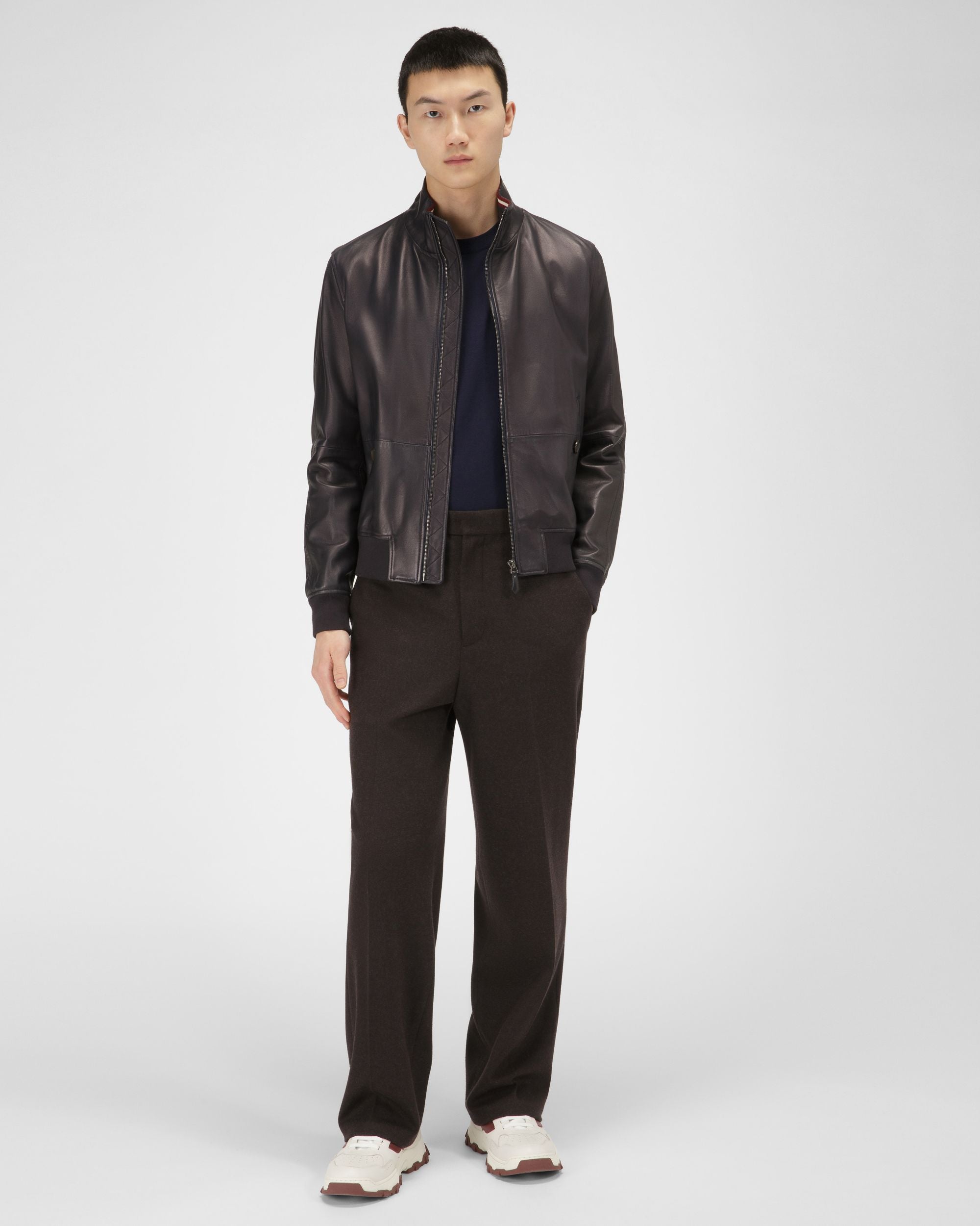 Vêtement D'Extérieur En Cuir Bleu Marine - Homme - Bally - 04