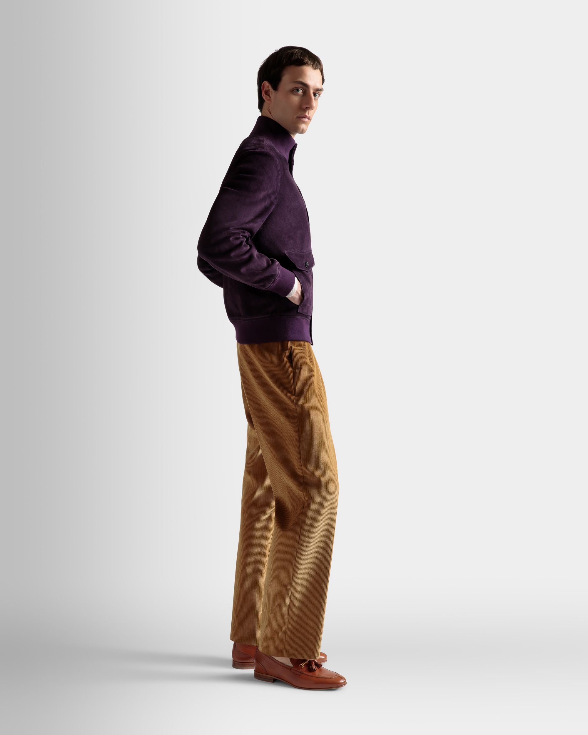 Blouson bomber à col montant Daim orchidée - Homme - Bally - 05
