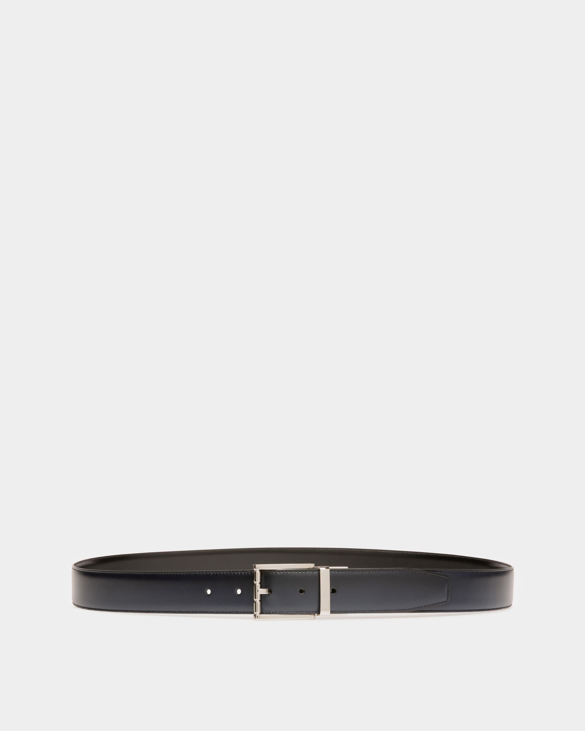 Astor Ceinture 35 Mm En Cuir Bleu Marine Et Noir - Homme - Bally - 01