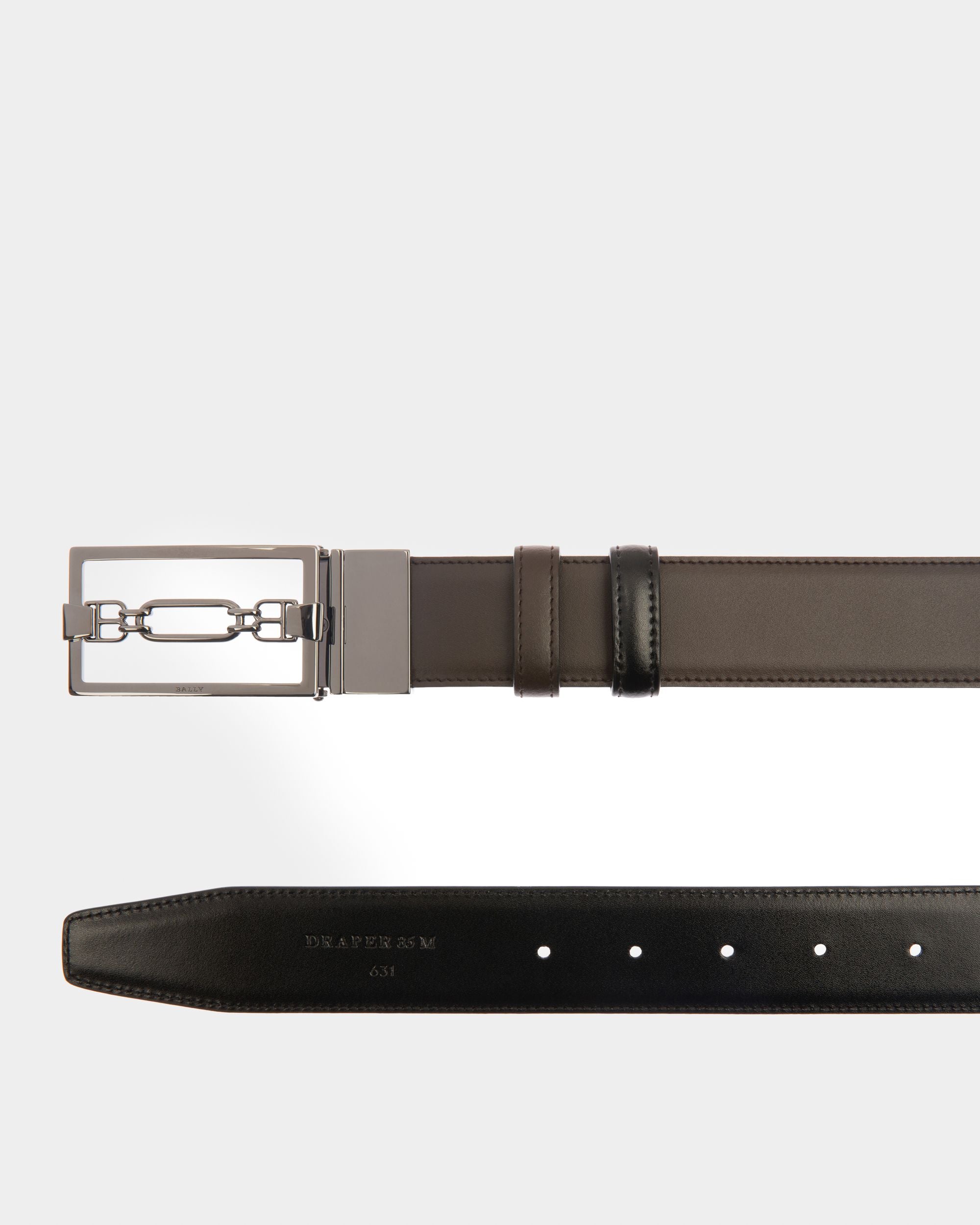 Draper 35 Mm Breiter Ledergürtel In Ebenholzbraun Und Schwarz - Herren - Bally - 02
