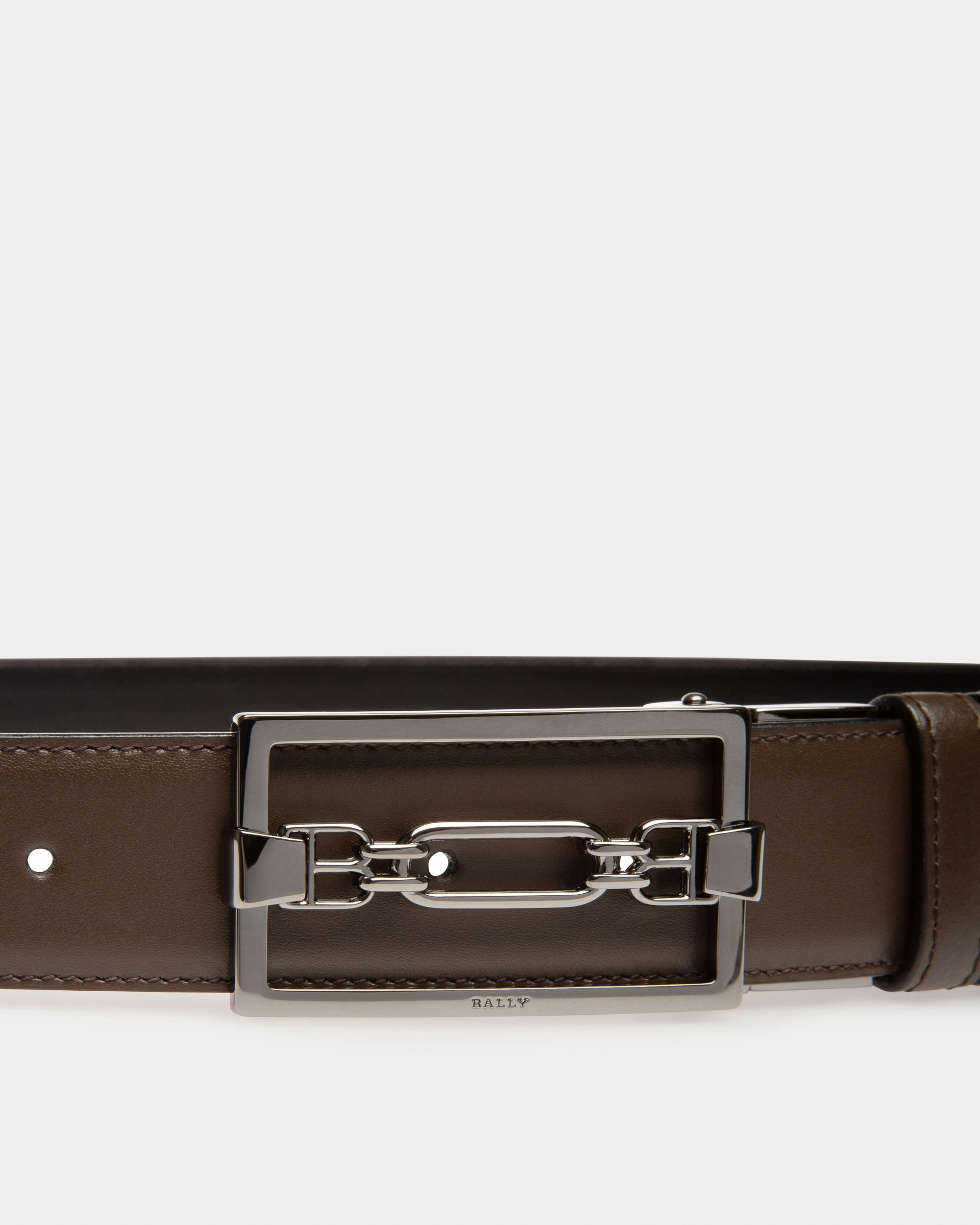 Draper 35 Mm Breiter Ledergürtel In Ebenholzbraun Und Schwarz - Herren - Bally - 03