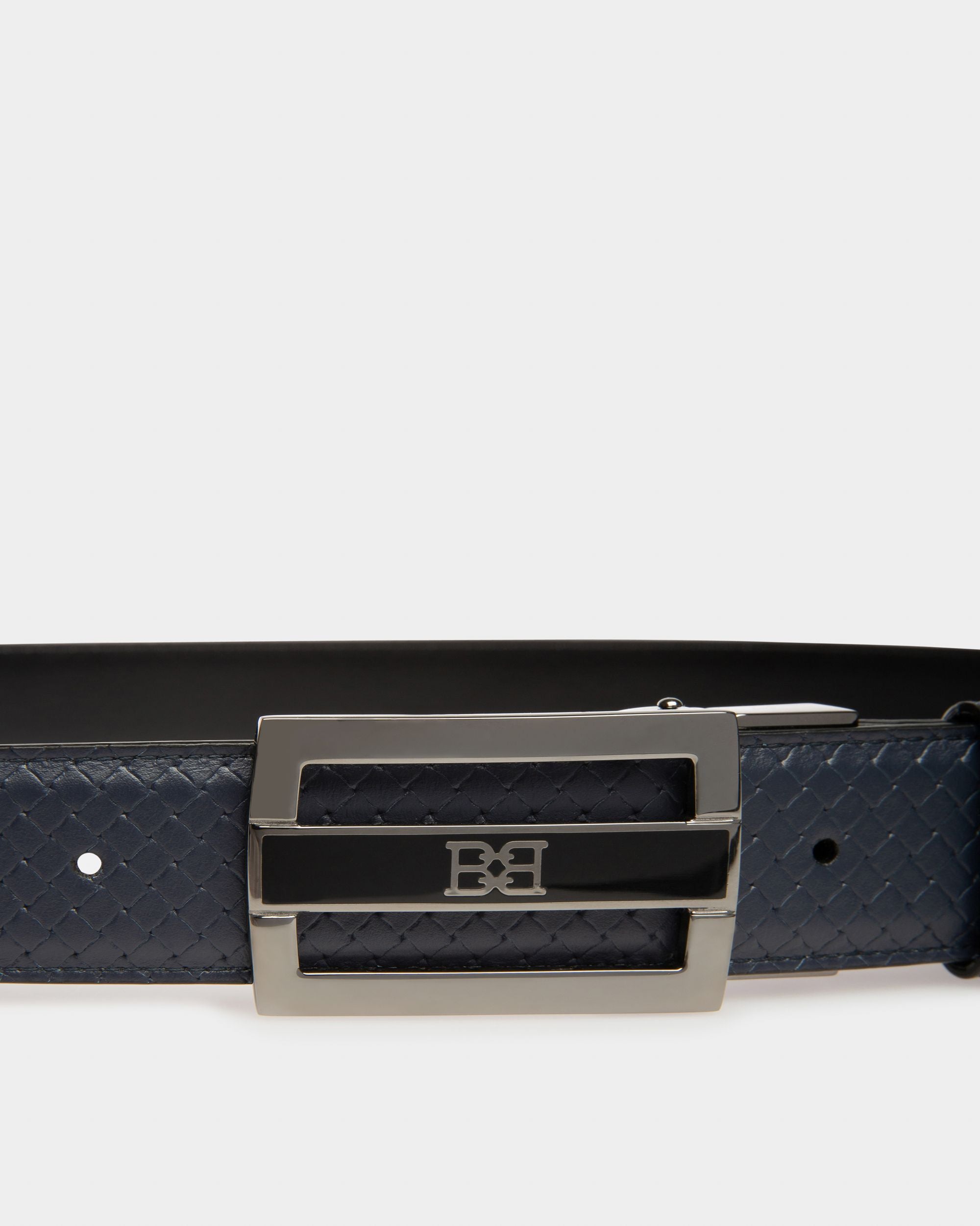 Owen Ceinture 35 Mm En Cuir Bleu Marine Et Noir - Homme - Bally - 03