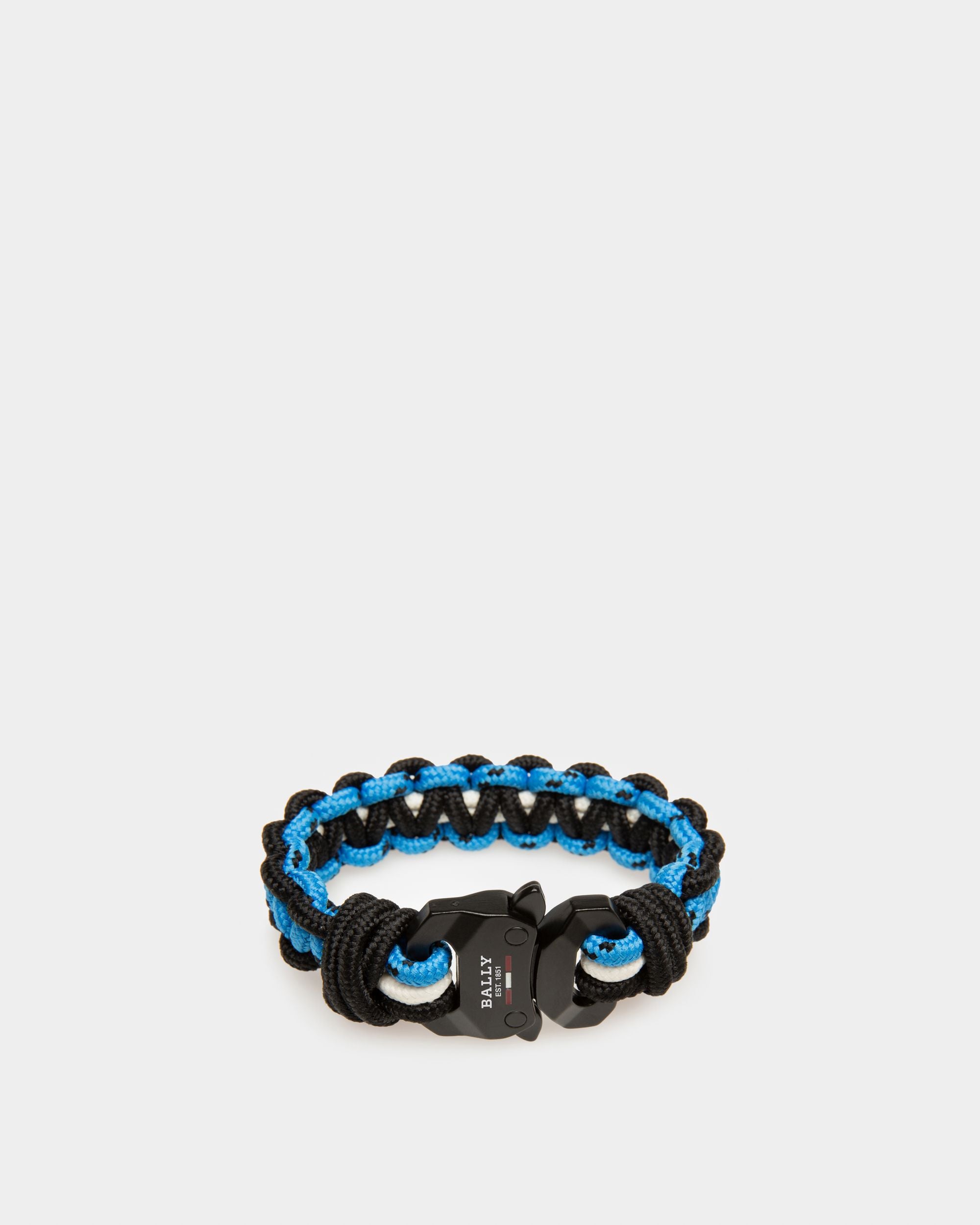 Parkho Fabric Bracelet In Blue & Black - Men's - Bally - 01