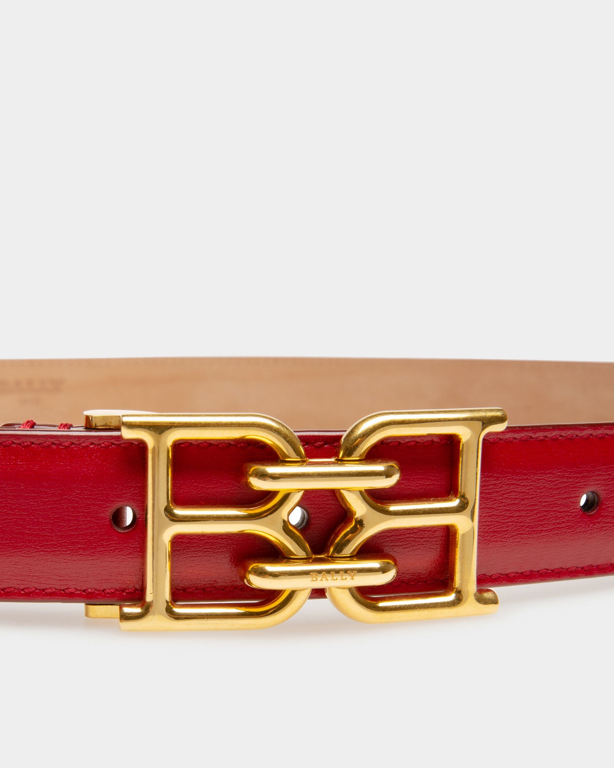 B-Chain Ceinture 25 Mm En Cuir Rouge - Femme - Bally - 03