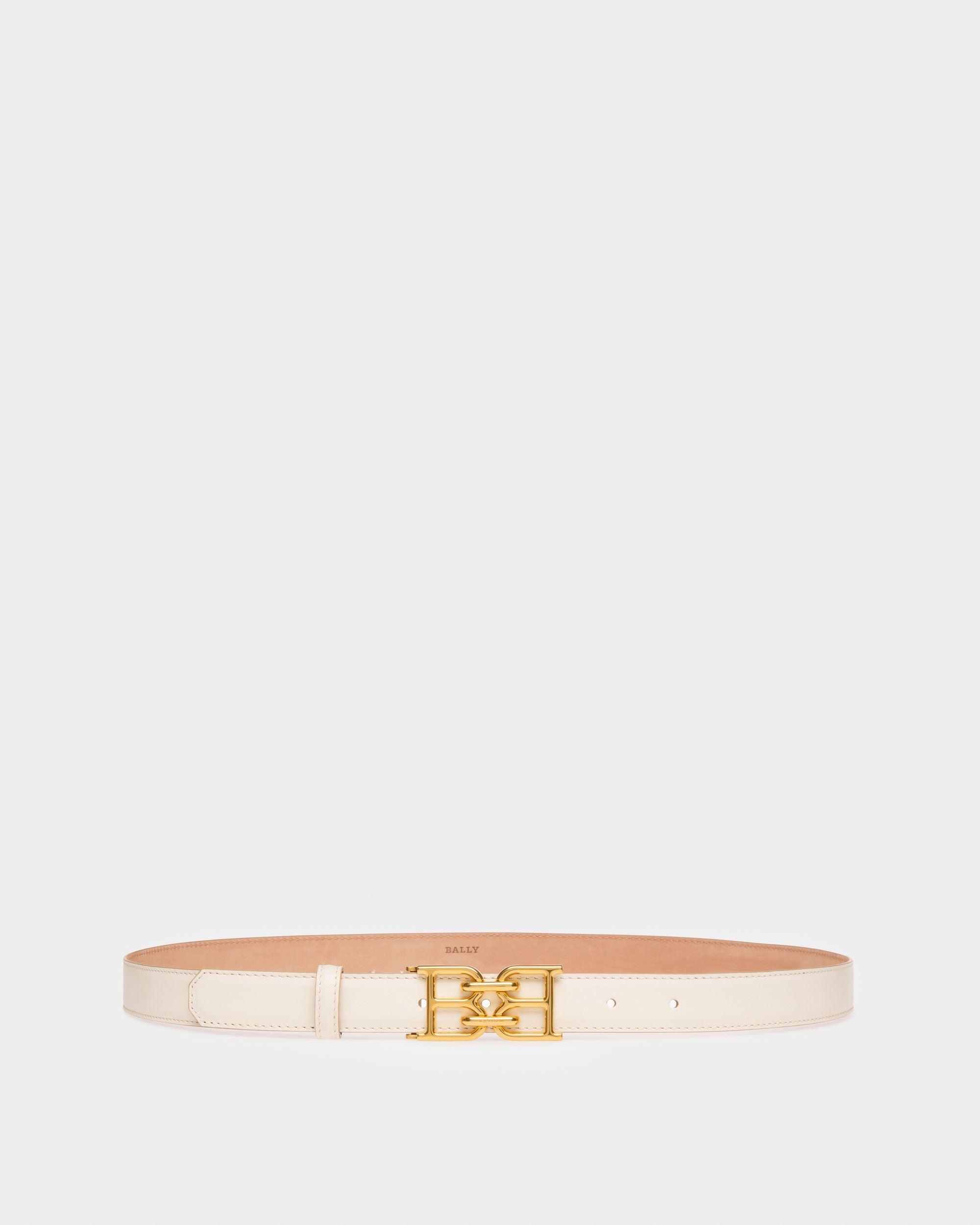 B-Chain Leather 25mm Belt In Bone - Women's - Bally - 01