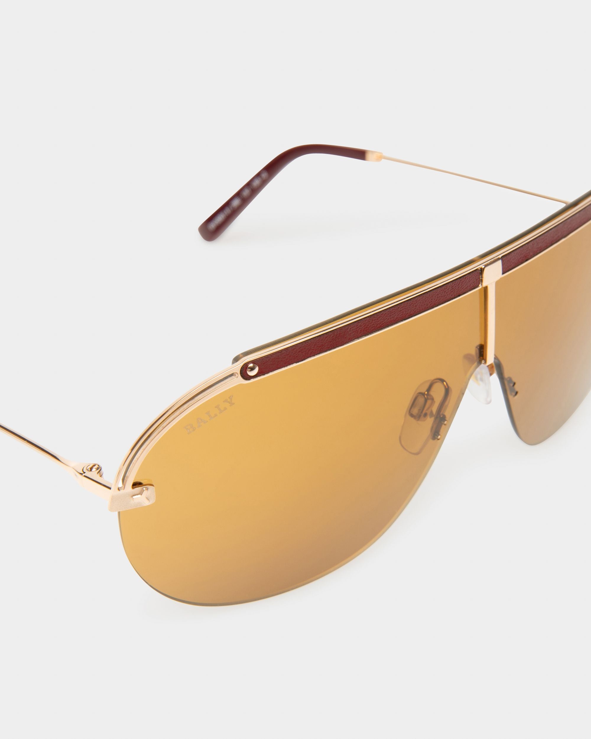 Zola Lunettes De Soleil Métallisées Couleur Or-Rose Brillant Et Verres Marron - Homme - Bally - 02