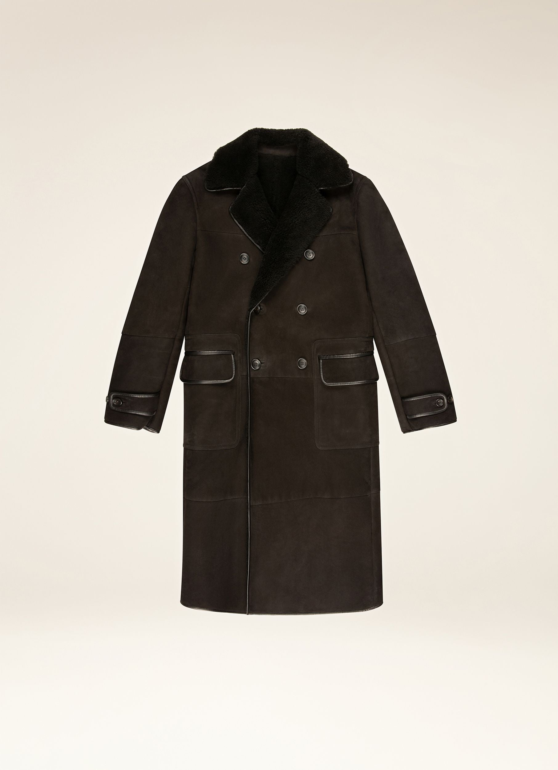 Shearling Coat Leather Outerwear In Black - Men's - Bally - 01