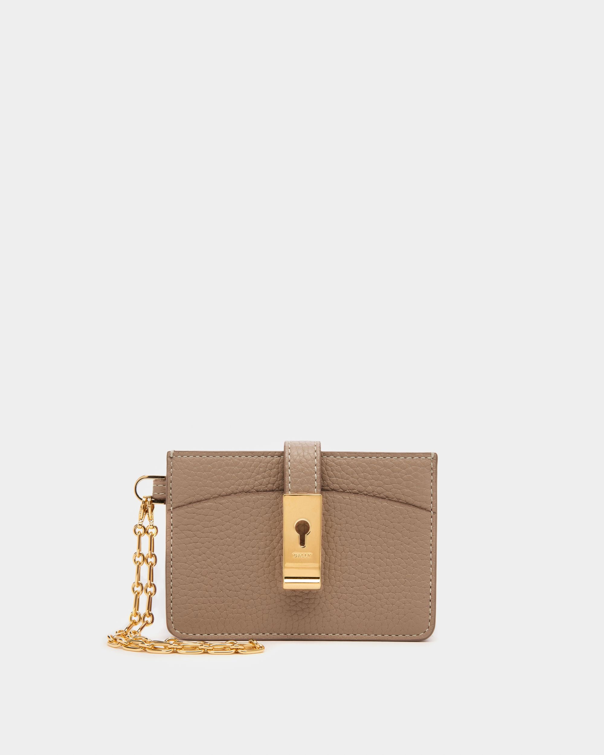Ava Porte-Cartes En Cuir Taupe - Femme - Bally - 01