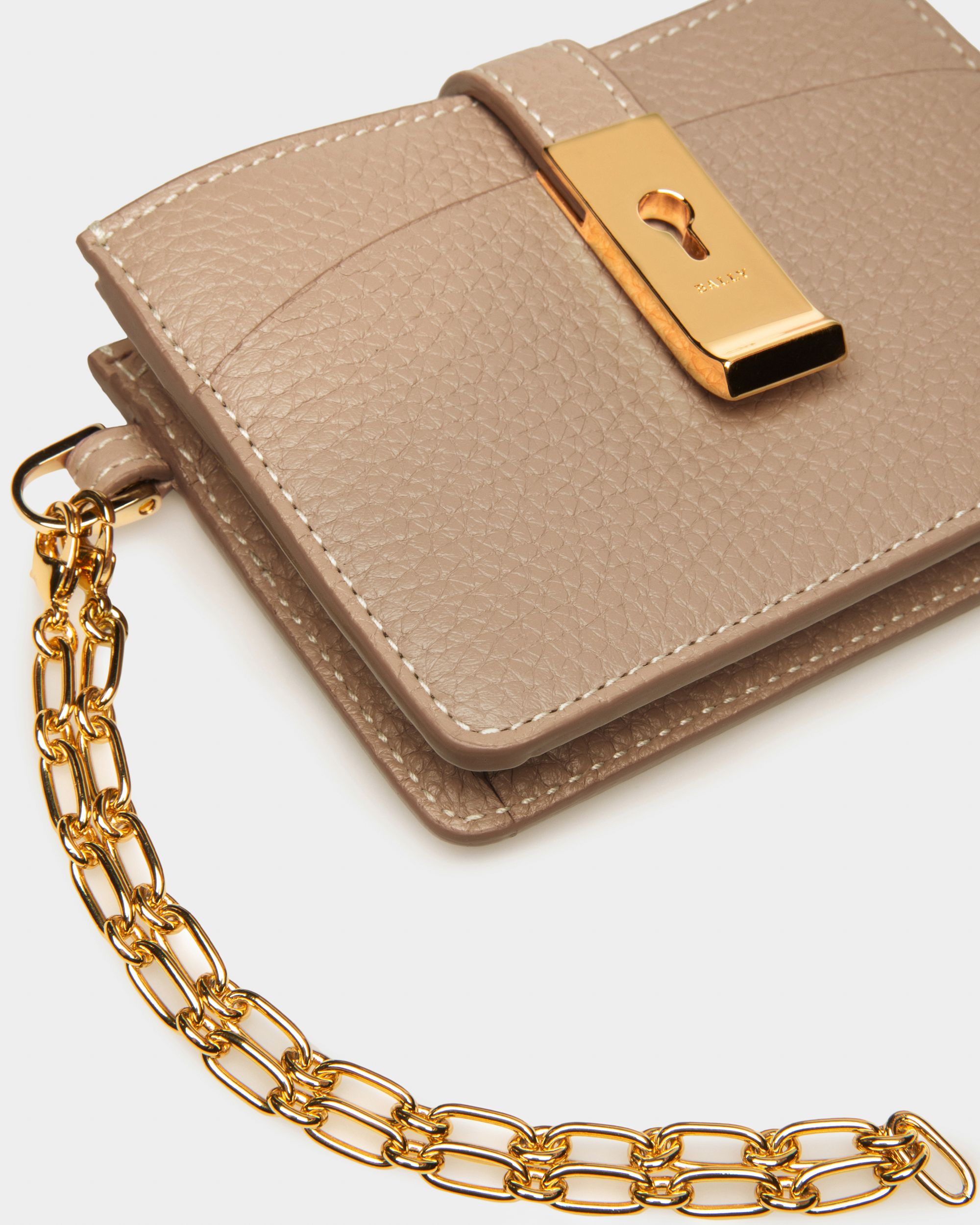 Ava Porte-Cartes En Cuir Taupe - Femme - Bally - 04