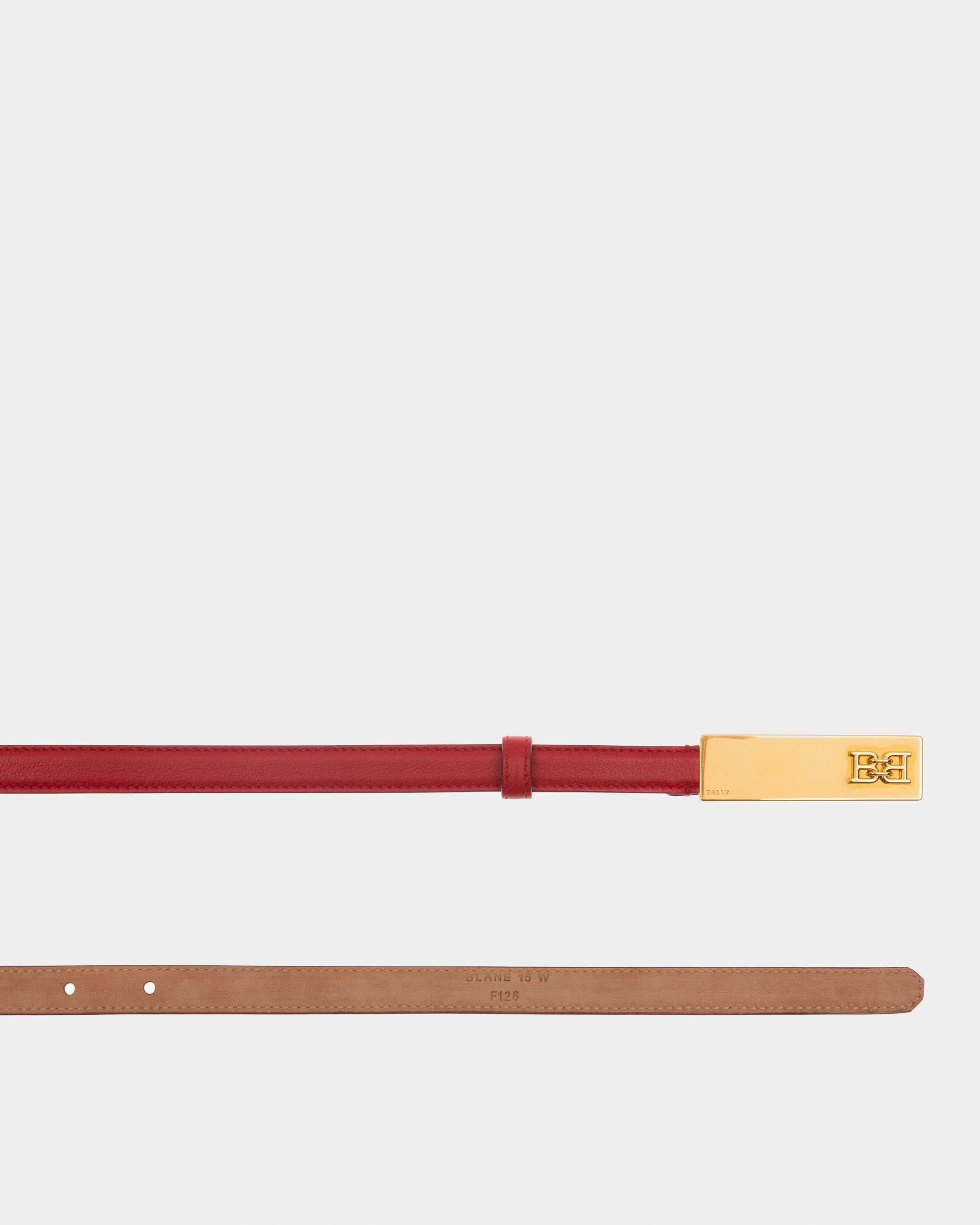 Blane 15 Mm Breiter Gürtel Aus Rotem Leder - Damen - Bally - 02