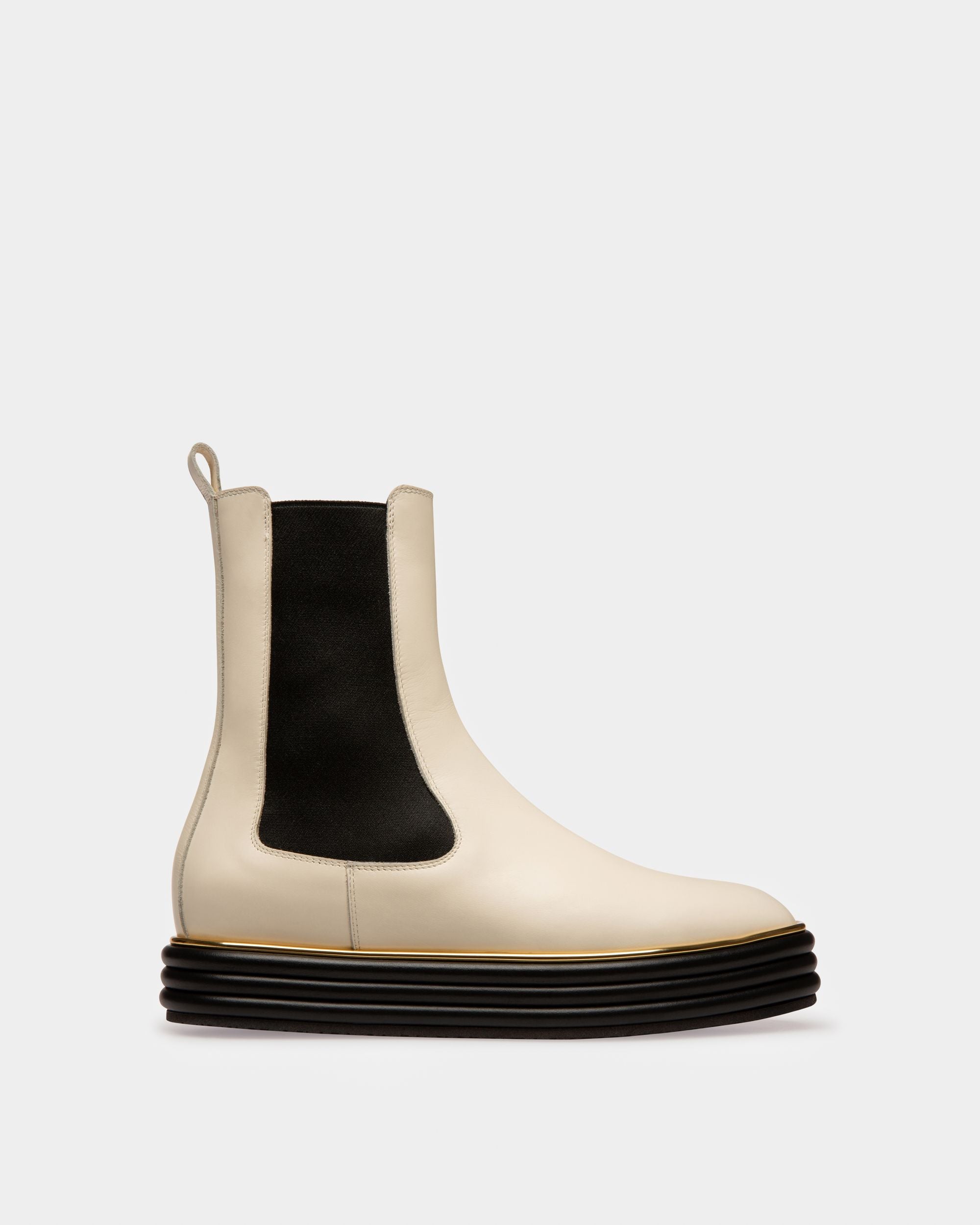Faelisa Bottes En Cuir Blanc Cassé - Femme - Bally - 01