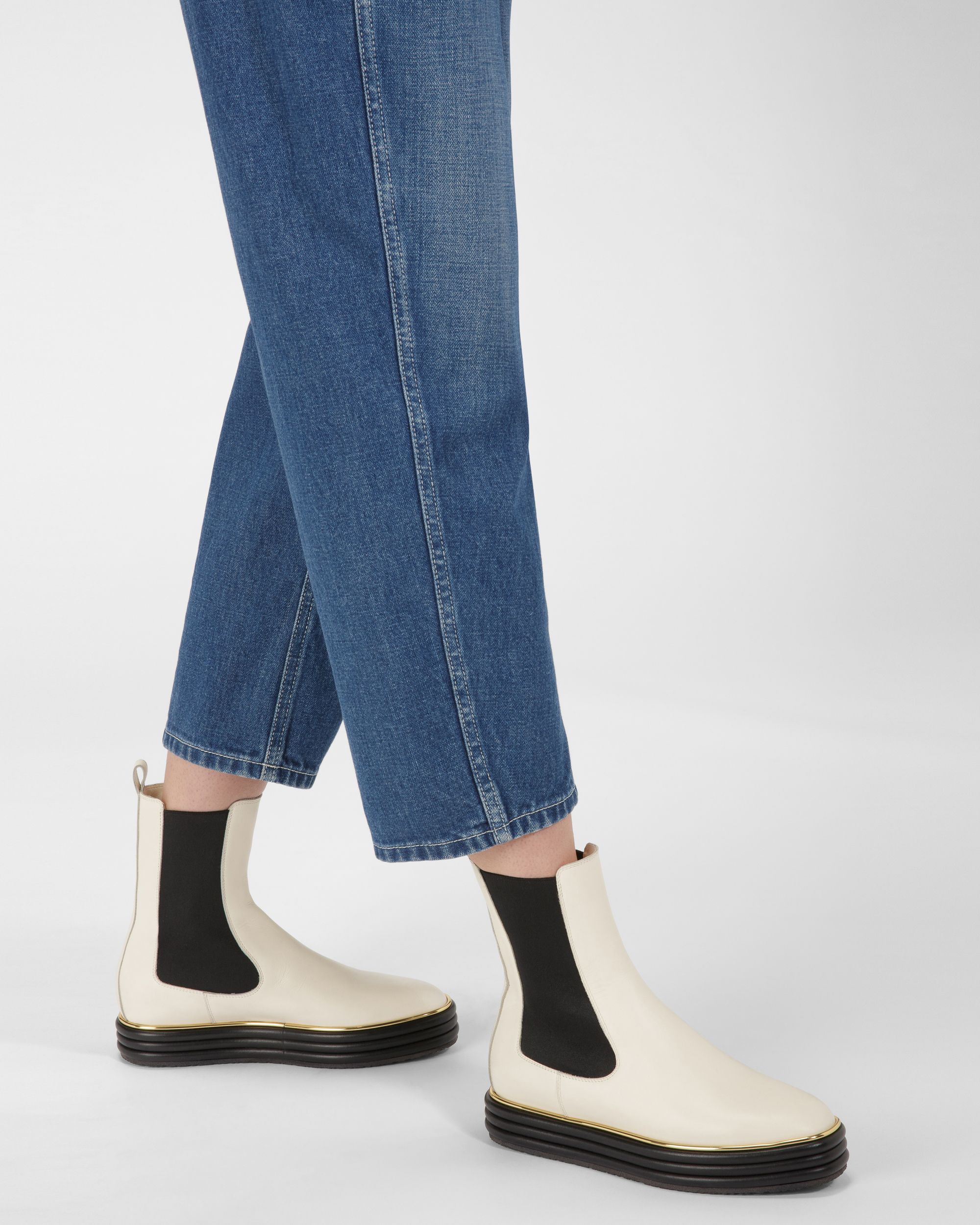 Faelisa Bottes En Cuir Blanc Cassé - Femme - Bally - 03