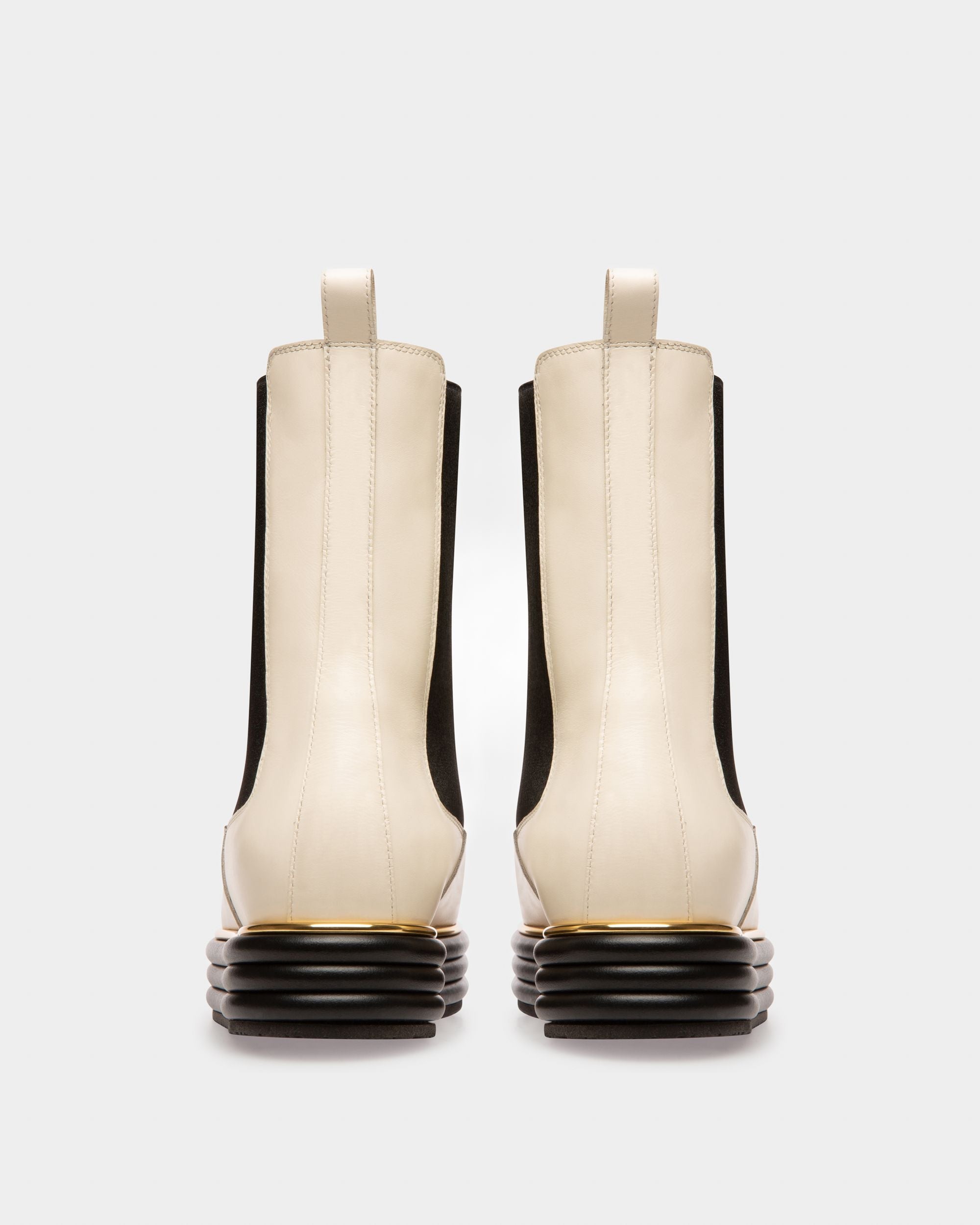 Faelisa Bottes En Cuir Blanc Cassé - Femme - Bally - 04