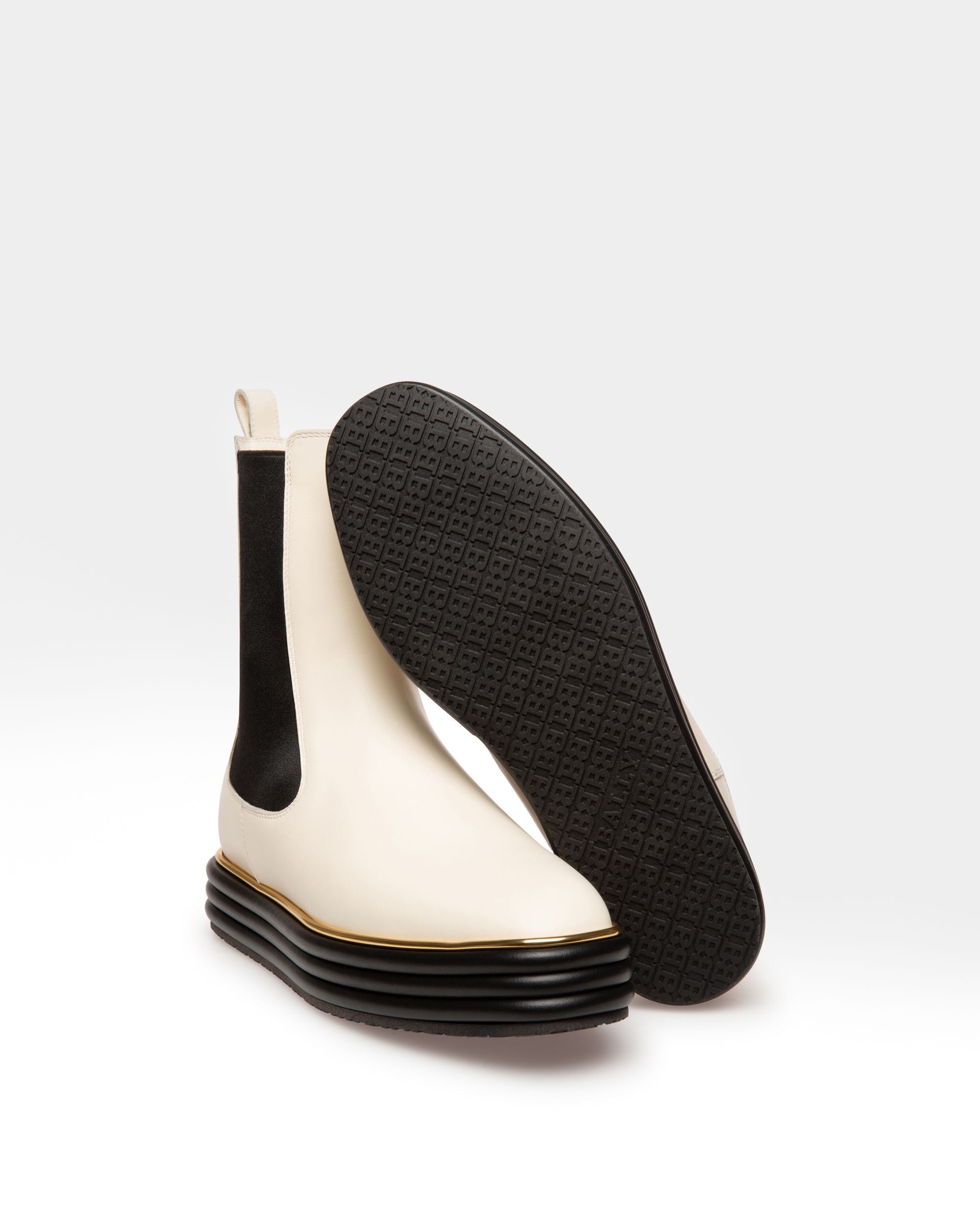 Faelisa Bottes En Cuir Blanc Cassé - Femme - Bally - 05
