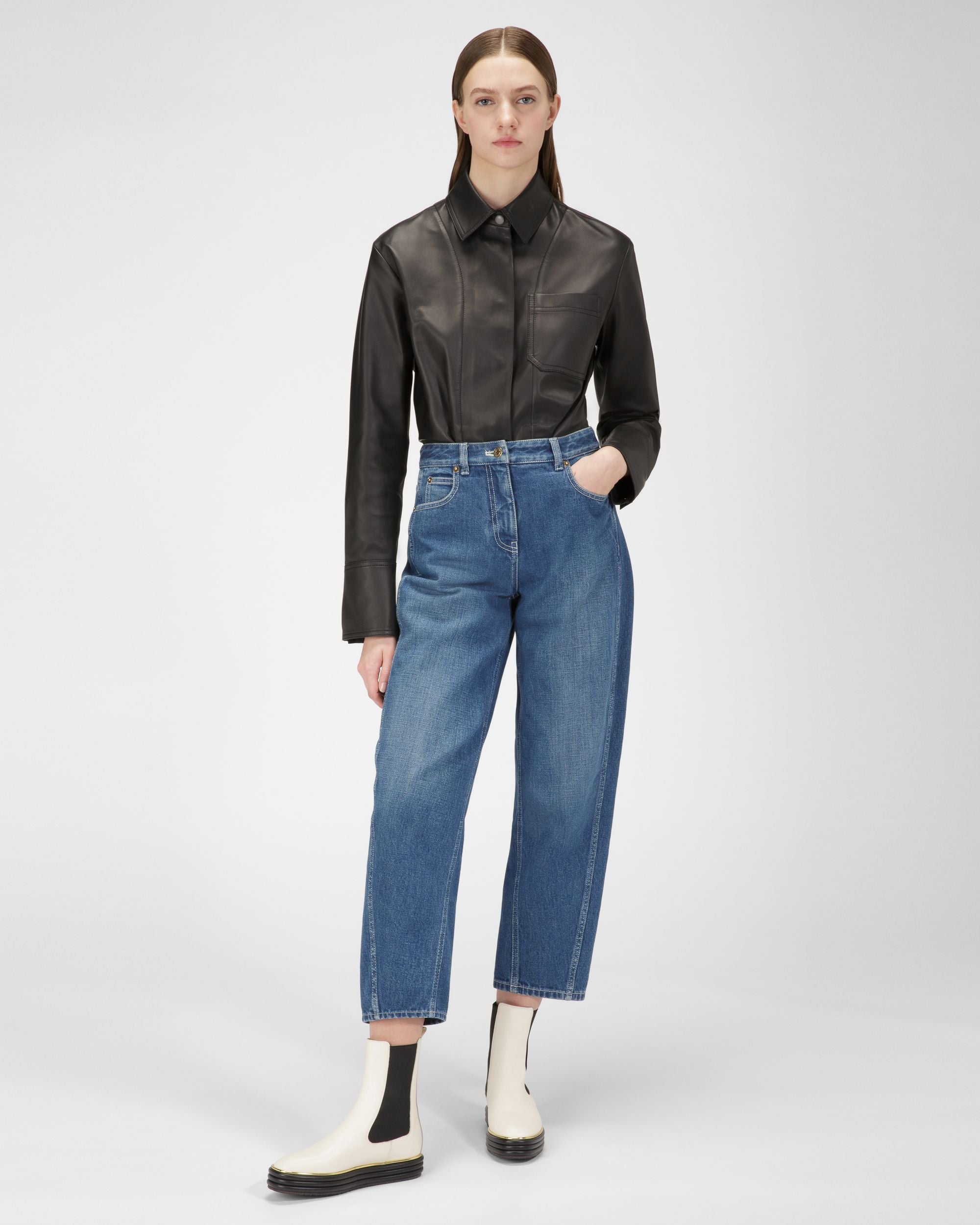Faelisa Bottes En Cuir Blanc Cassé - Femme - Bally - 07
