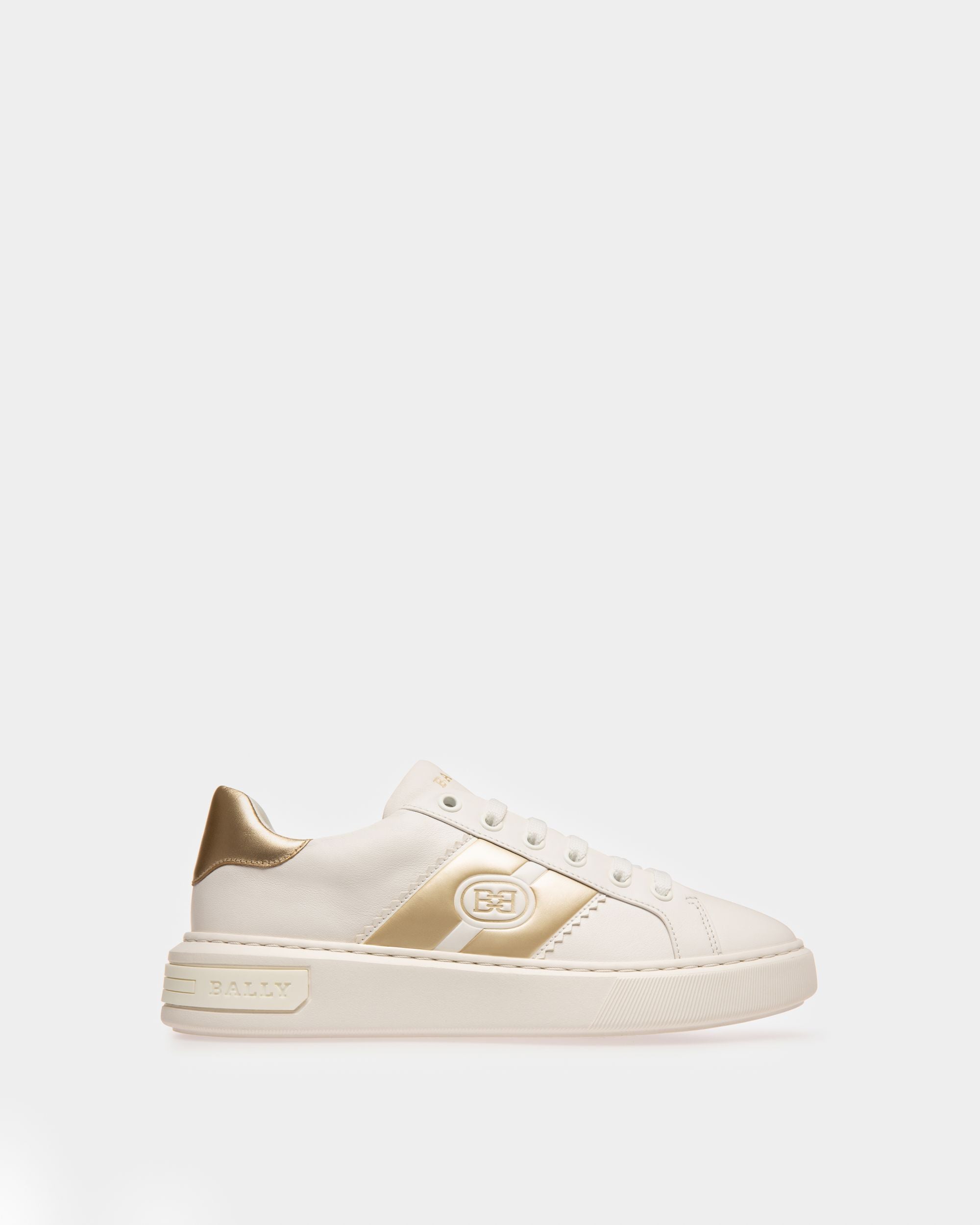 Mikki Sneaker Aus Weissem Und Platinfarbenem Leder - Damen - Bally - 01
