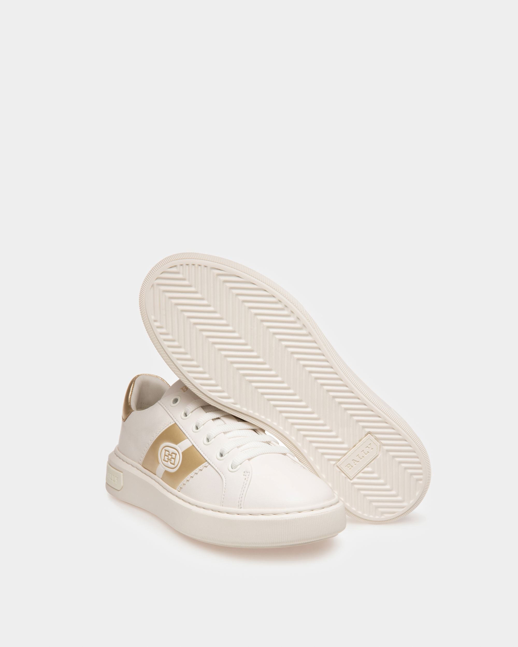 Mikki Sneaker Aus Weissem Und Platinfarbenem Leder - Damen - Bally - 04