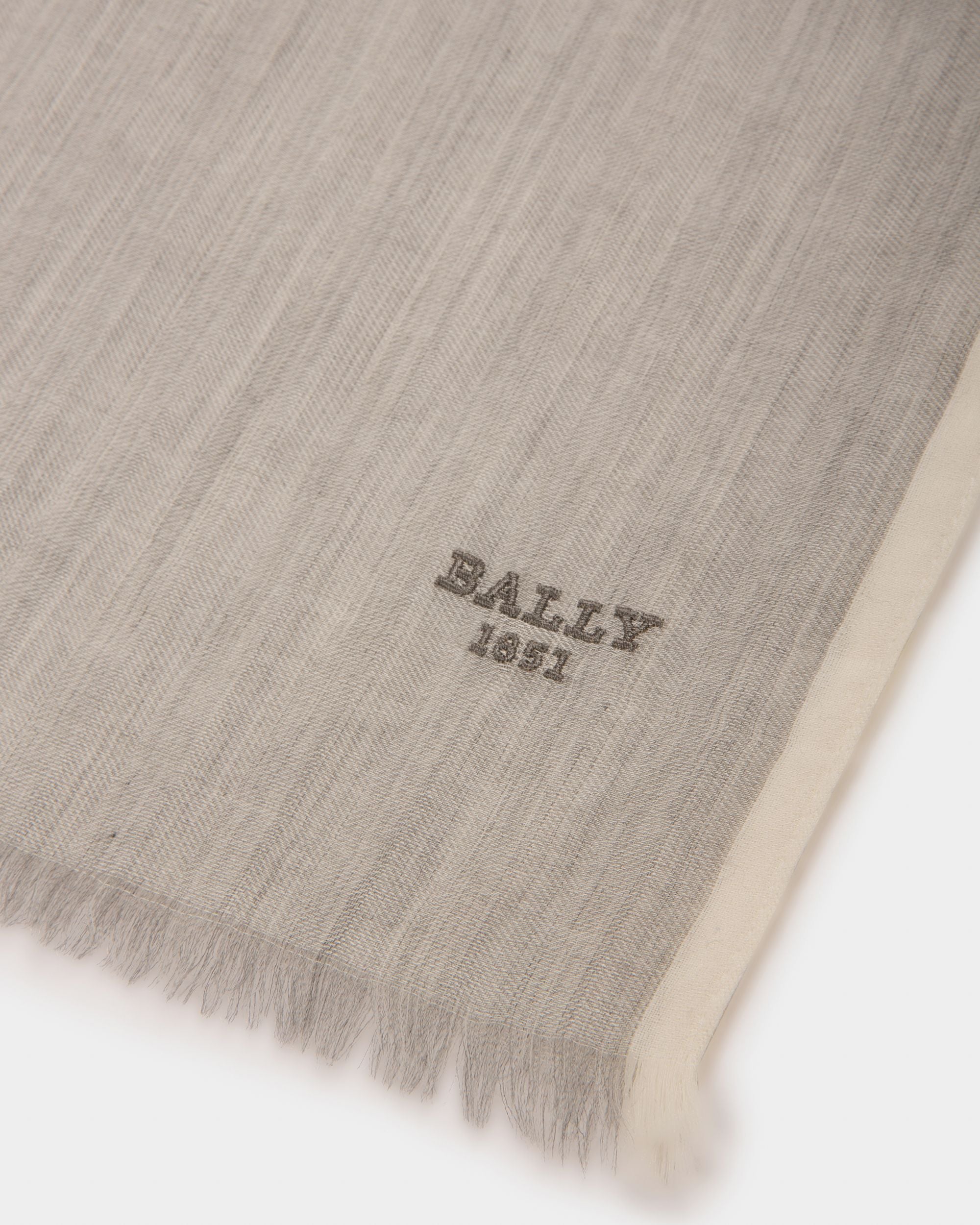 Écharpe En Cachemire Mélangé Grise - Femme - Bally - 02
